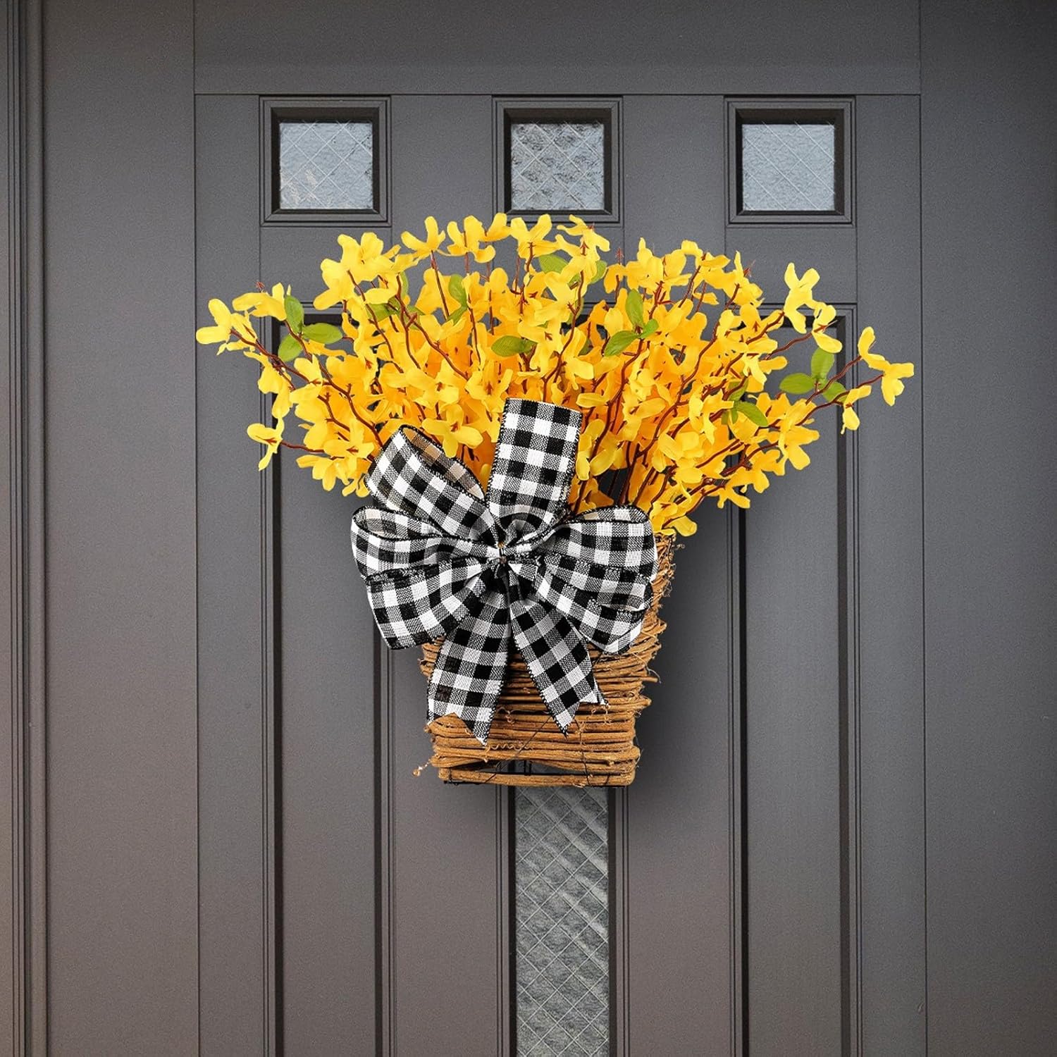 Spring Flower Wreath Basket - Artificial Hydrangea Door Decor