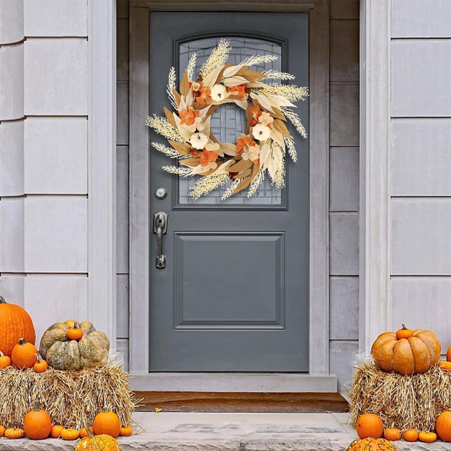 Winemana Fall Wreath for Front Door Thanksgiving Decor