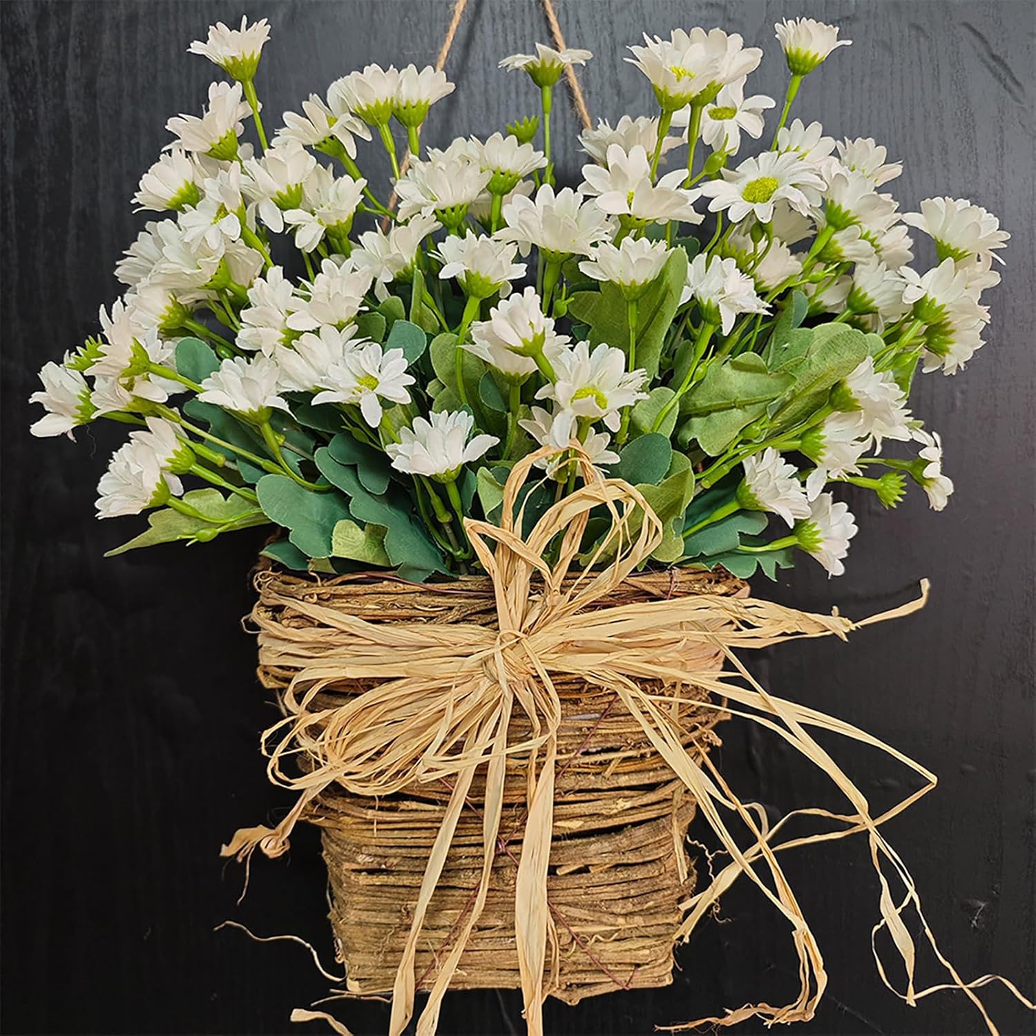 Artificial Spring Door Wreath with Rattan Frame