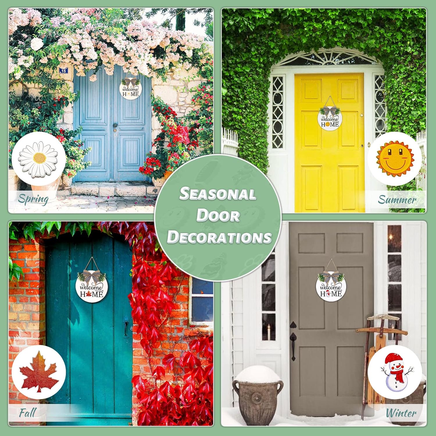 Interchangeable Seasonal Welcome Wreath for Front Door