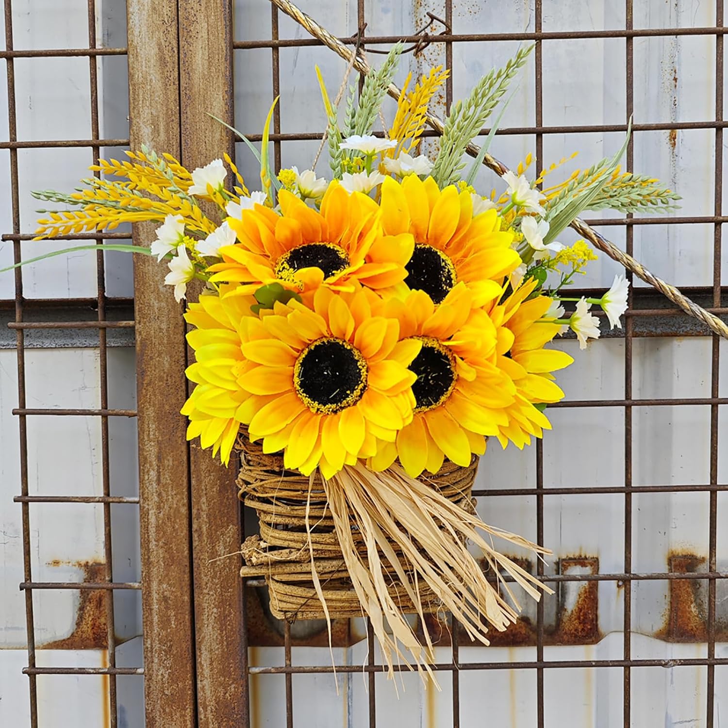 Ochine Sunflower Wreath Door Hanger Basket