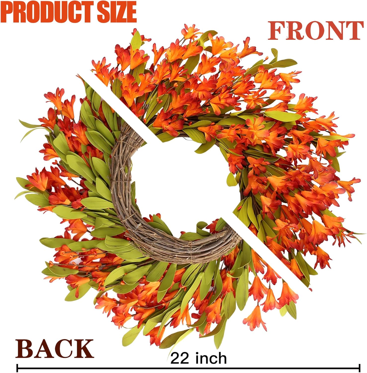 Sggvecsy Artificial Fall Wreath 22 Autumn Decor