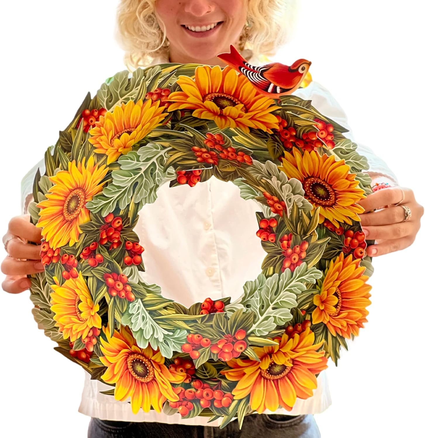 Freshcut Paper Sunflower Wreath 15 Inch 3D Pop Up Card