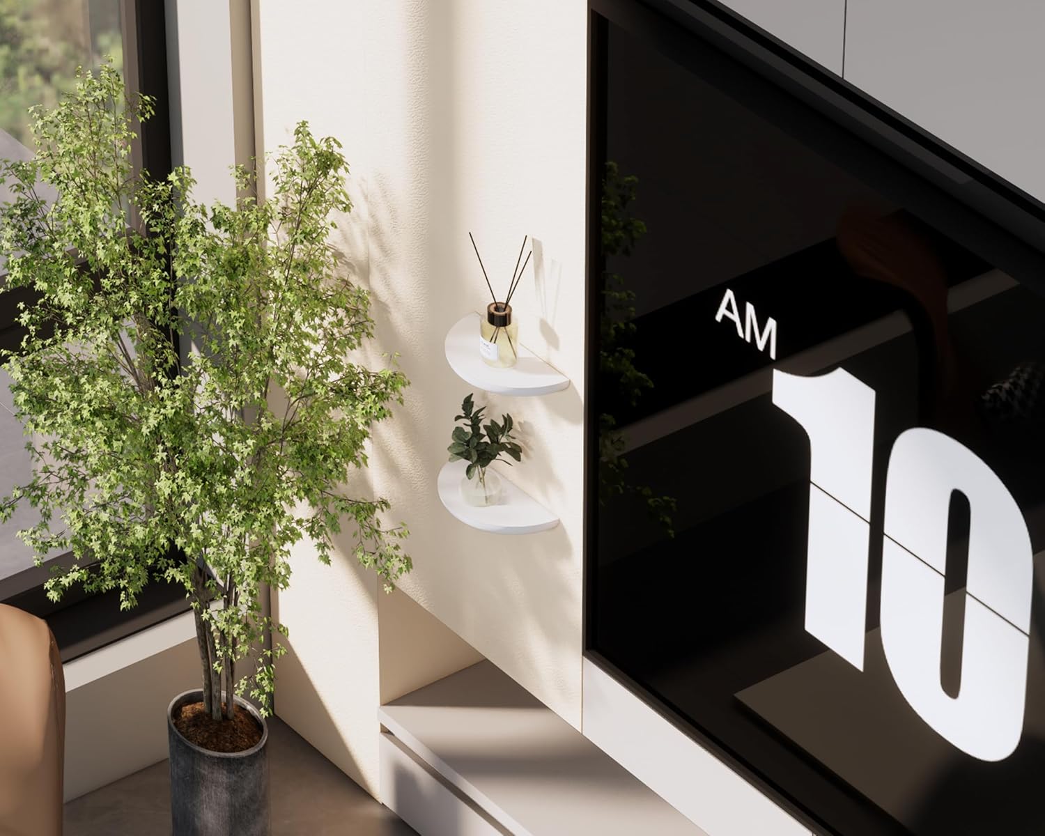 Solid Wood Half Round Floating Wall Shelves Elegant White Shelves for Home Decor