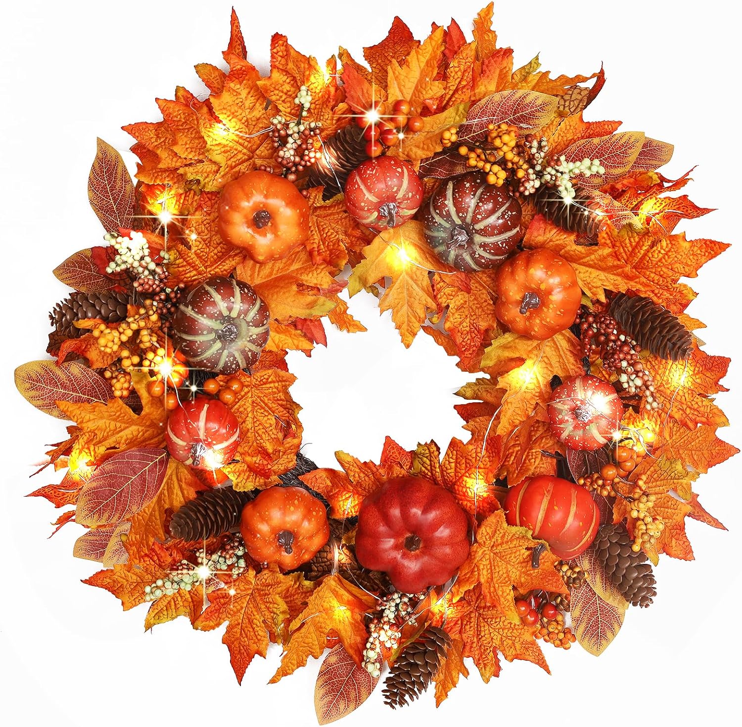 20 Inch Fall Wreath for Front Door Autumn Decor