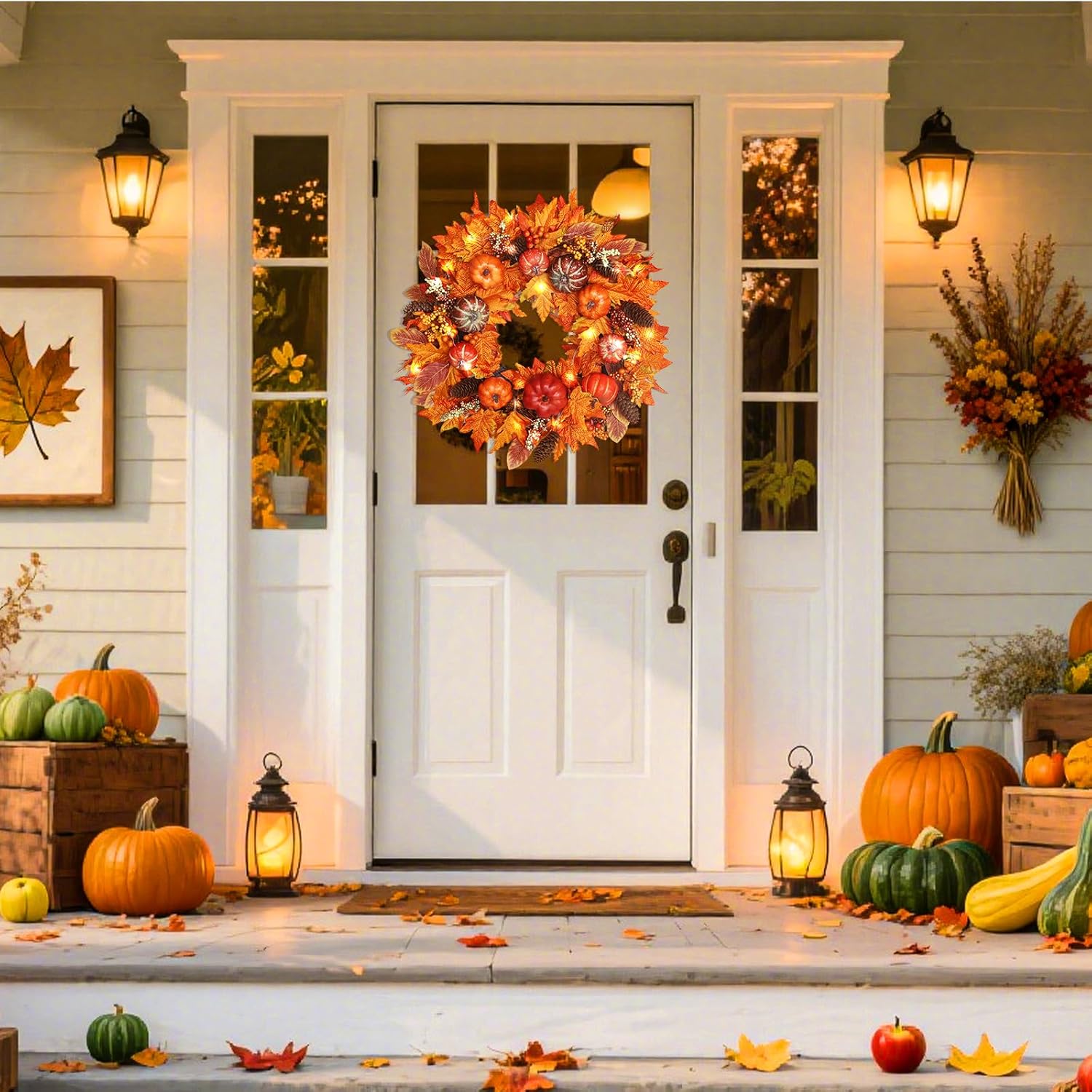 20 Inch Fall Wreath for Front Door Autumn Decor