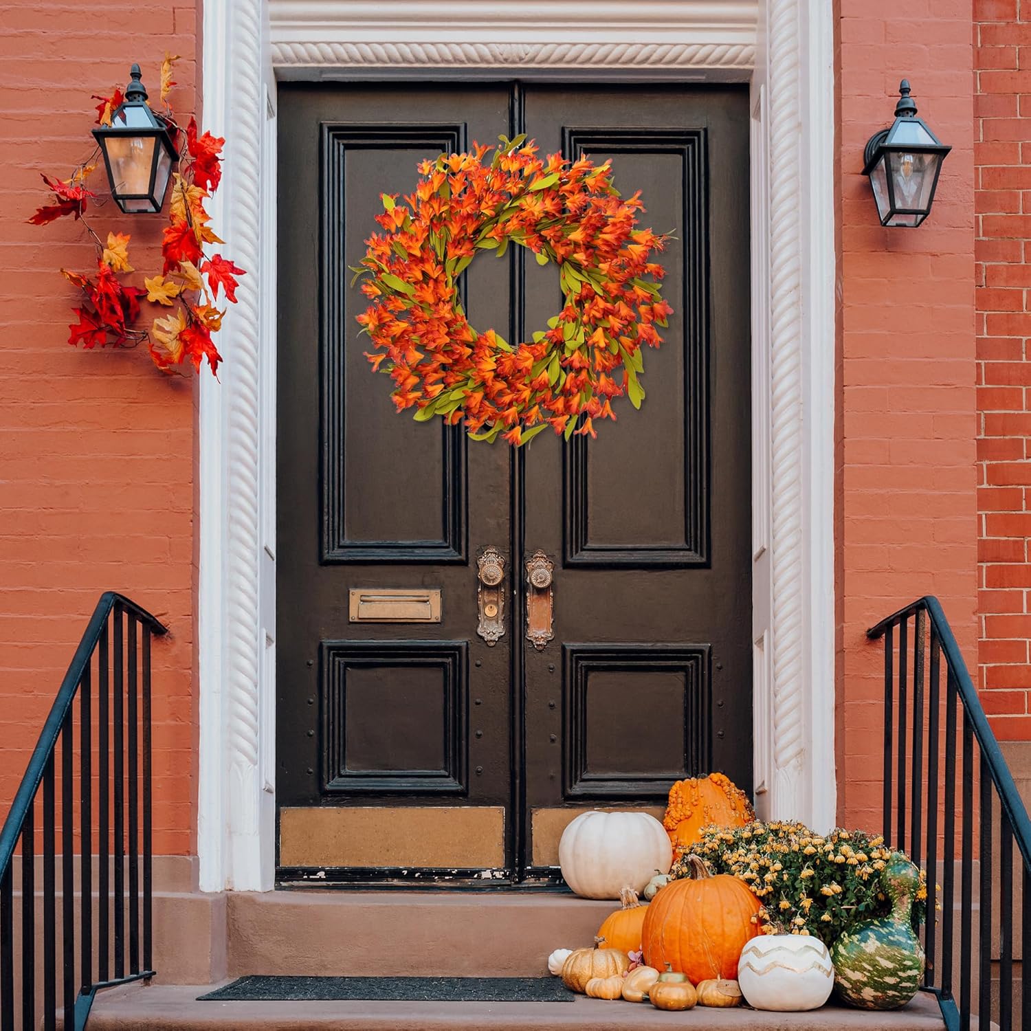 Sggvecsy Artificial Fall Wreath 22 Autumn Decor