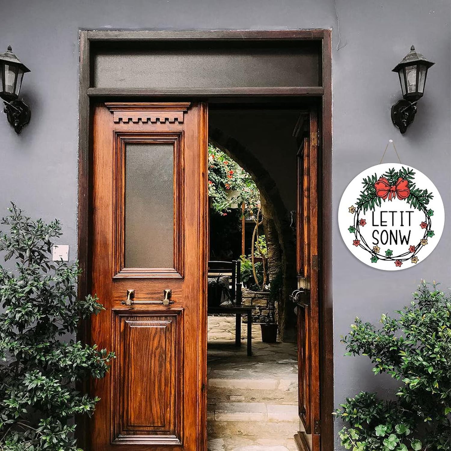 Mutilovely 12 Inch Christmas Welcome Sign for Front Door