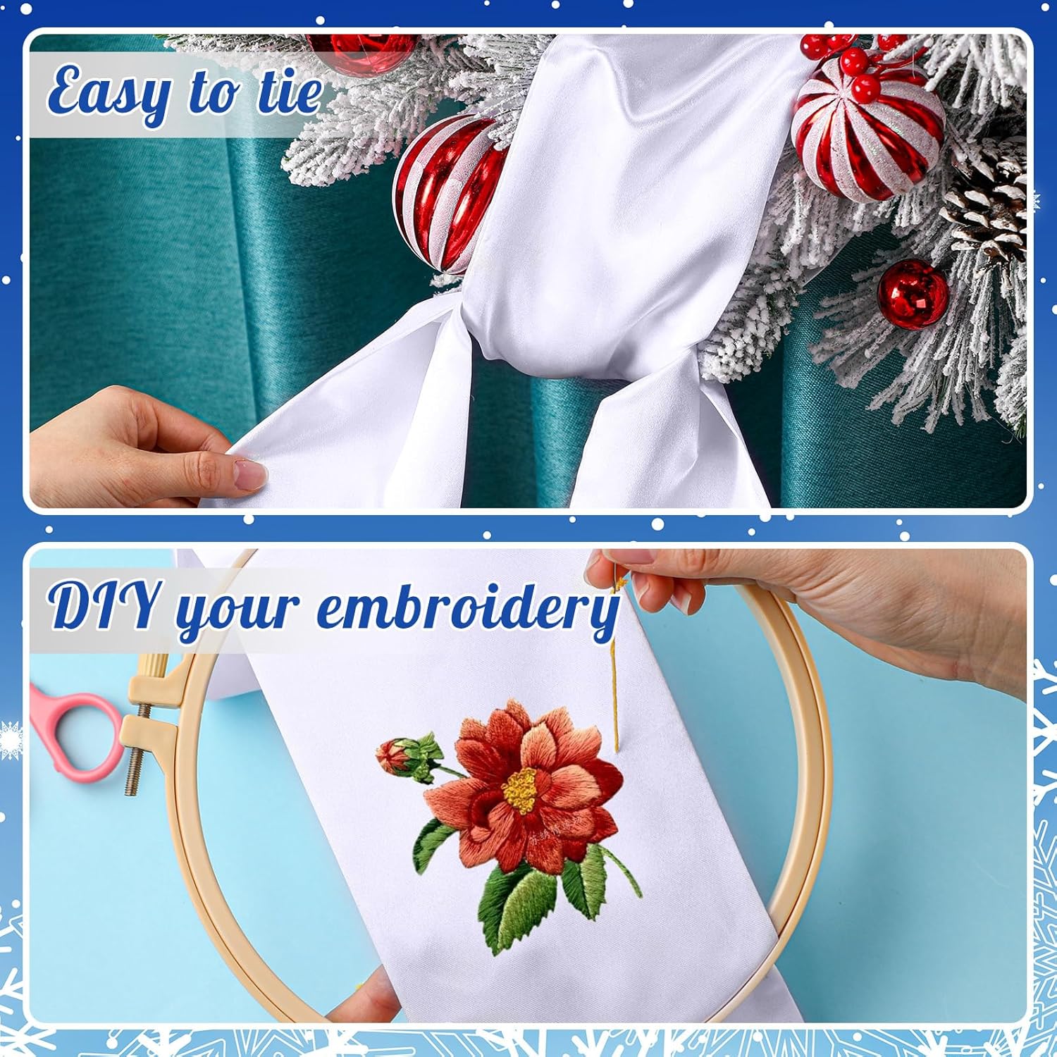 2 Pcs White Wreath Sash for Front Door Decor