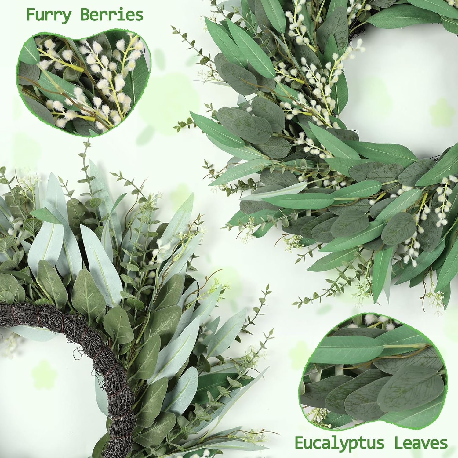26 Inches Large Eucalyptus Wreath for Front Door