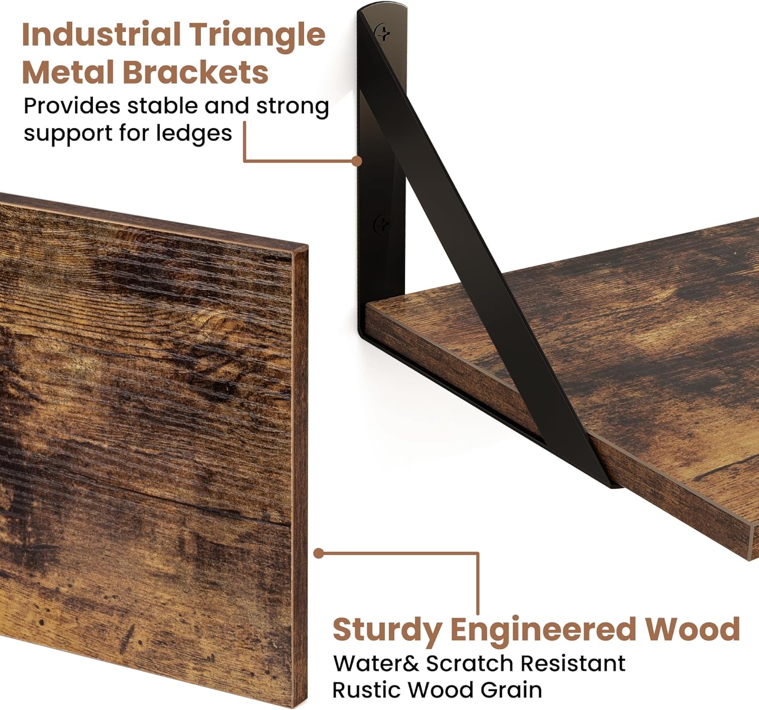 Axeman Floating Shelves Set of 2 16W x 8D Wood Wall Shelves