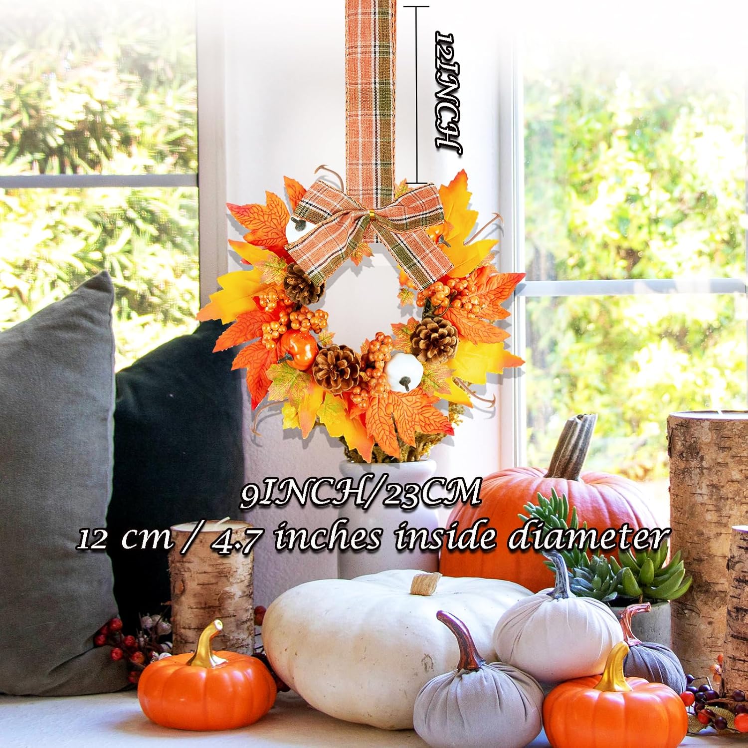 Small Fall Wreath - 2PCS 9 Inch Mini Thanksgiving Decor