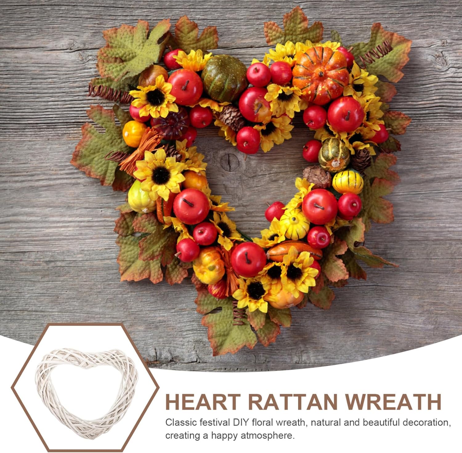 VOSAREA Rattan Heart Wreath DIY Frame