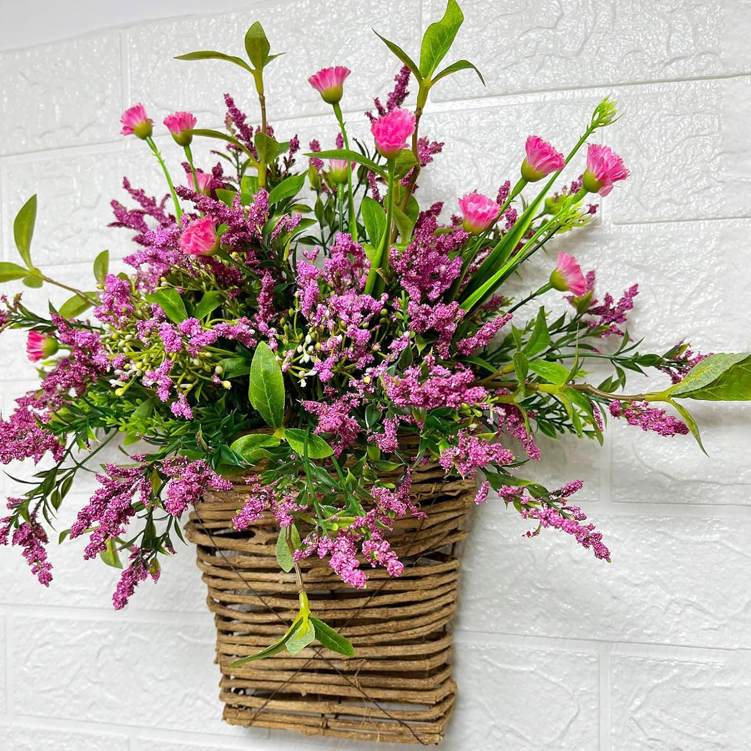 Wildflowers Door Hanging Basket Wreath for Front Door Decor