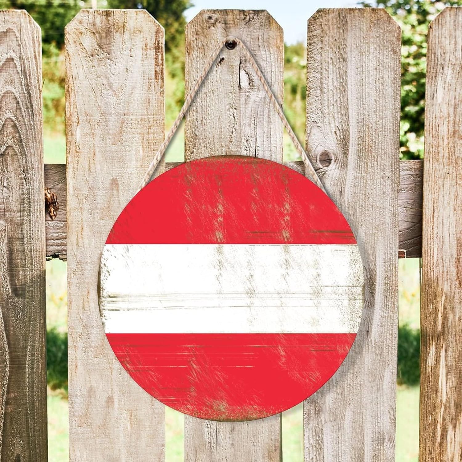 Farmhouse Front Door Hanger with Austria Flag Wood Sign
