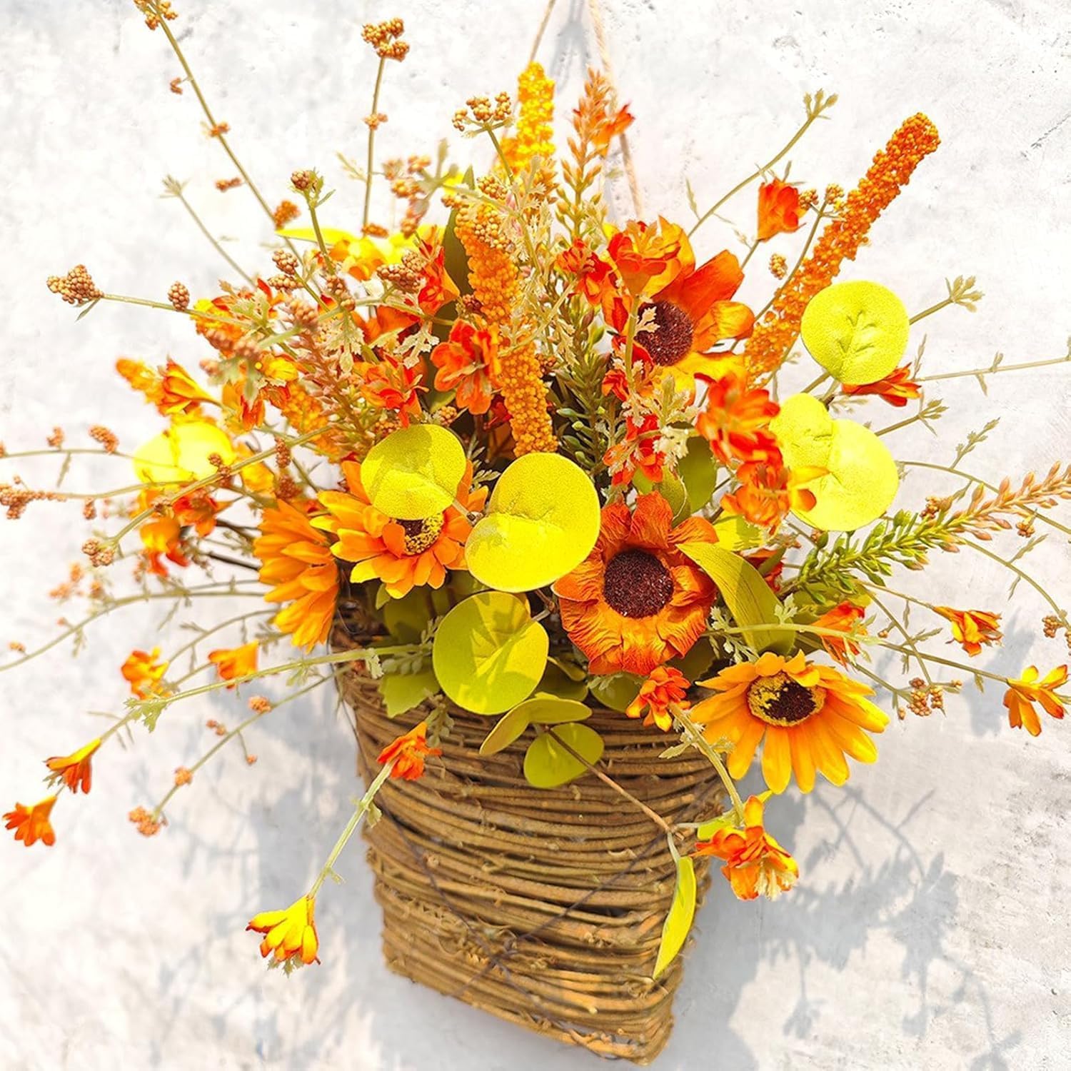 Fall Flowers Artificial Wreath for Front Door