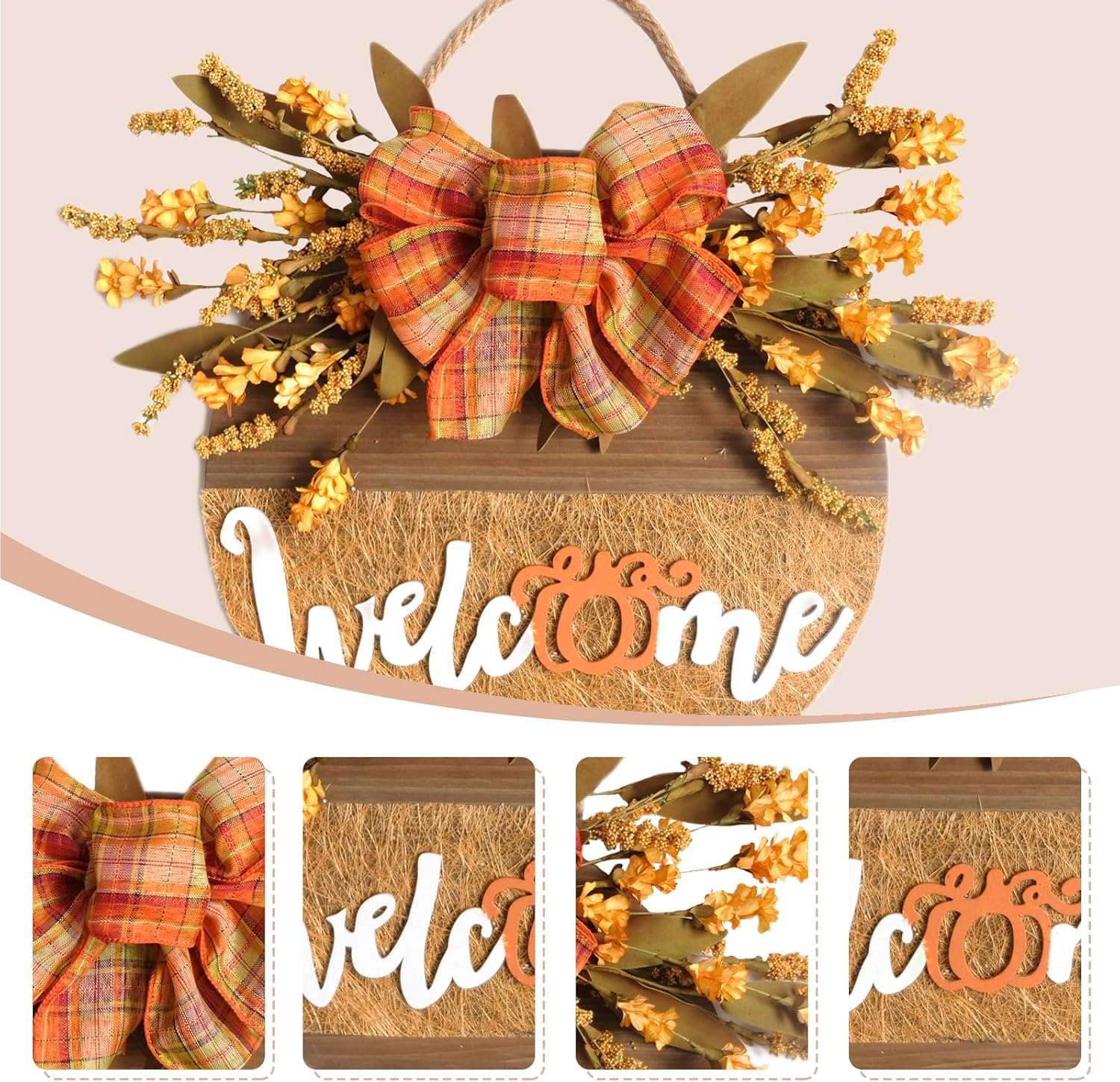 Fall Welcome Sign Decor Front Door Wreath