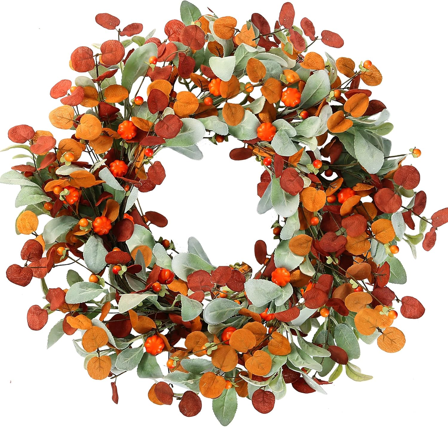 Sggvecsy 21 Inch Artificial Autumn Wreath