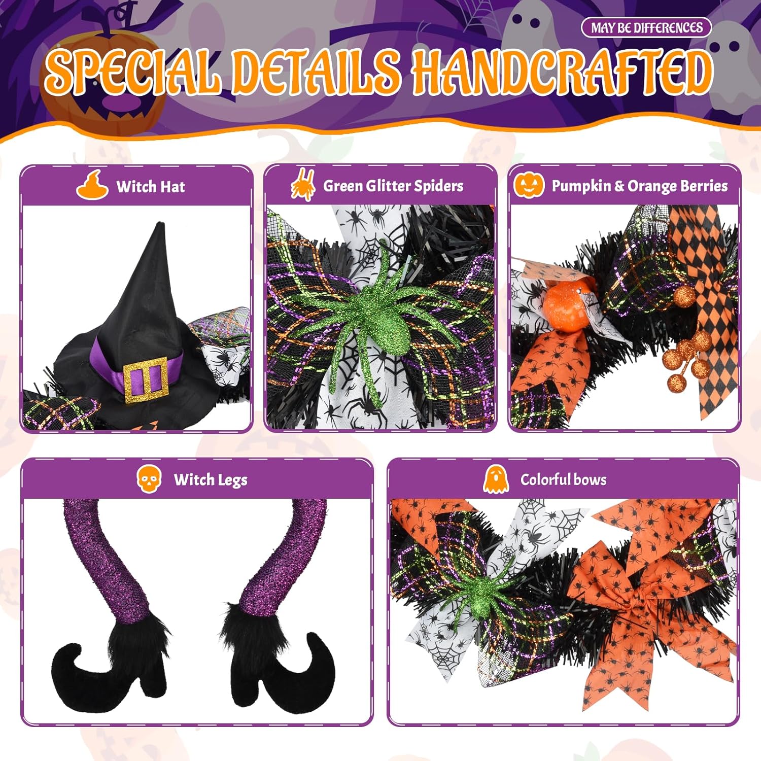 Halloween Witch Door Wreath 24 Inch Decor