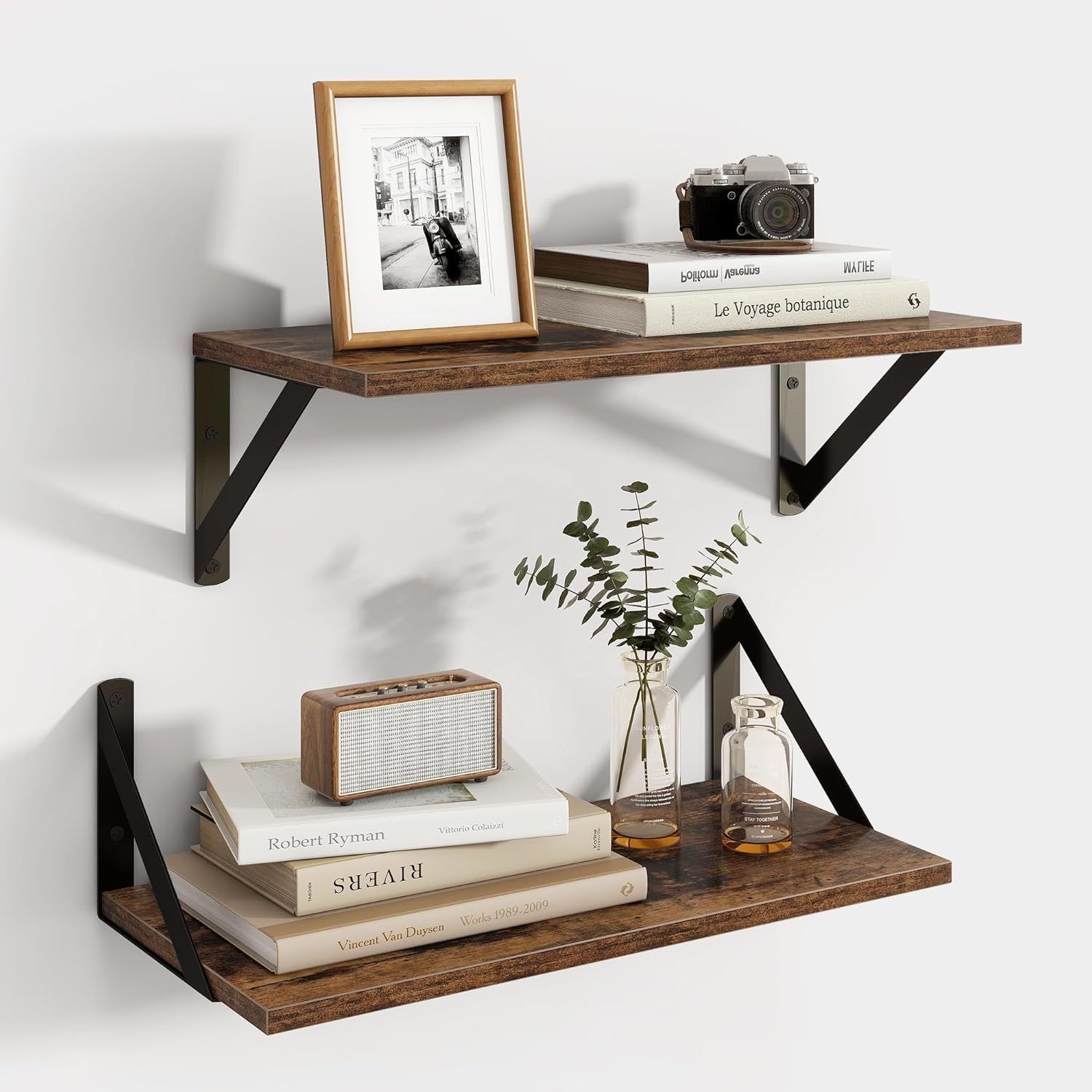 Axeman Floating Shelves Set of 2 16W x 8D Wood Wall Shelves