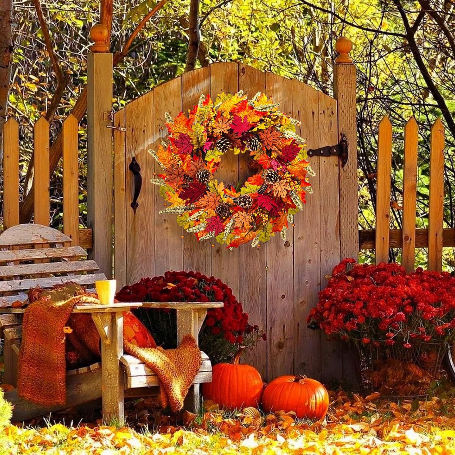 Cacise Fall Wreath 24 Autumn Door Decoration