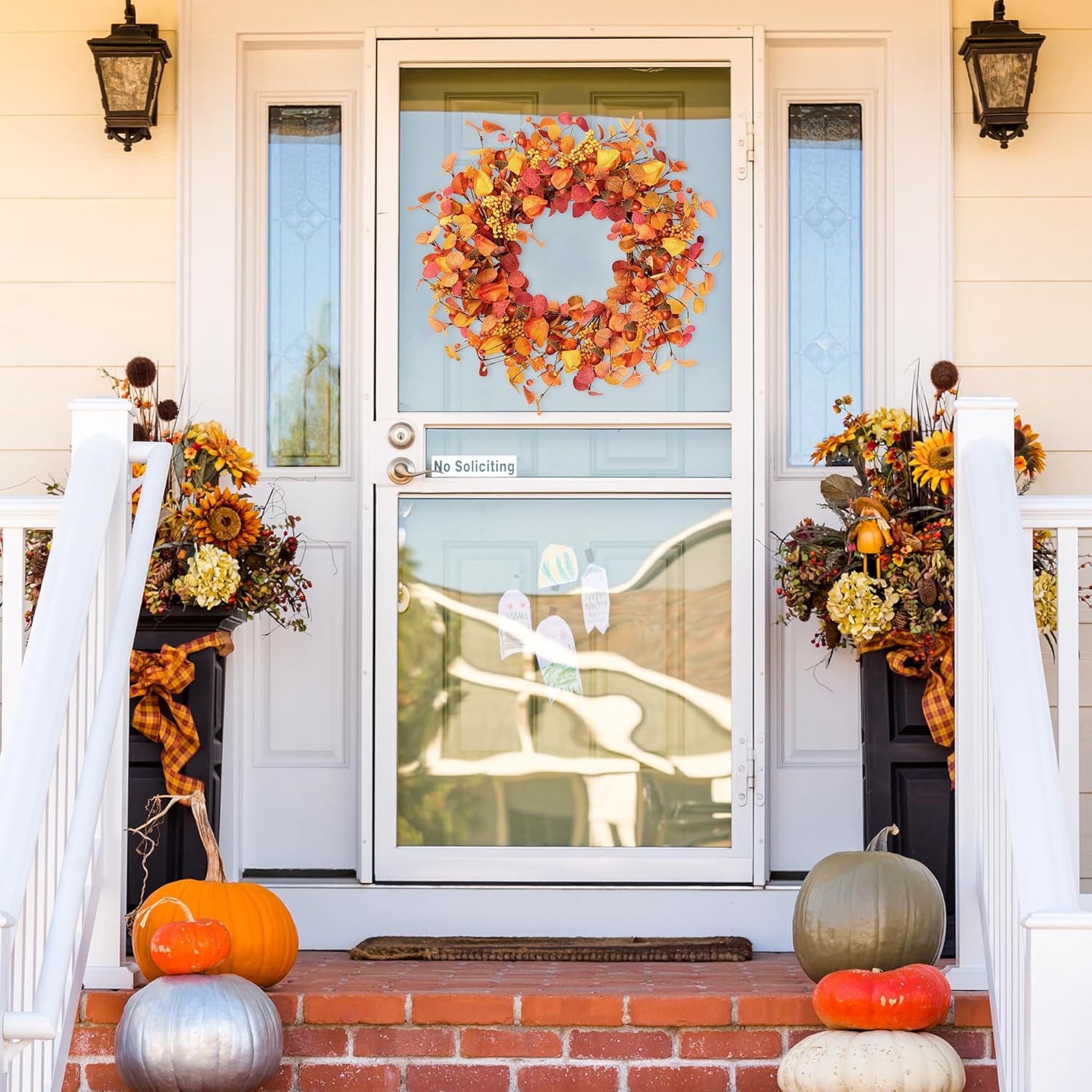 Sggvecsy 20 Fall Wreath Autumn Decor Front Door Wreath