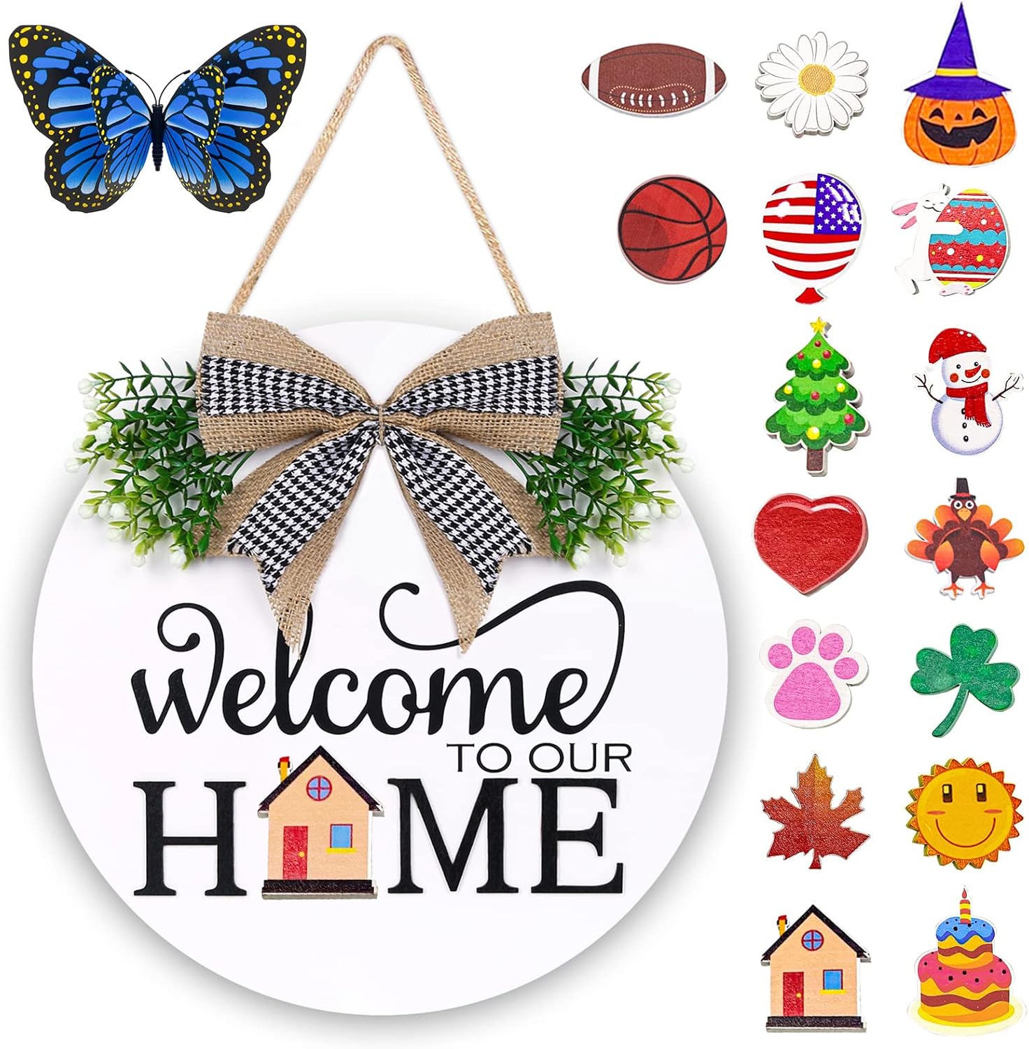 Interchangeable Seasonal Welcome Wreath for Front Door