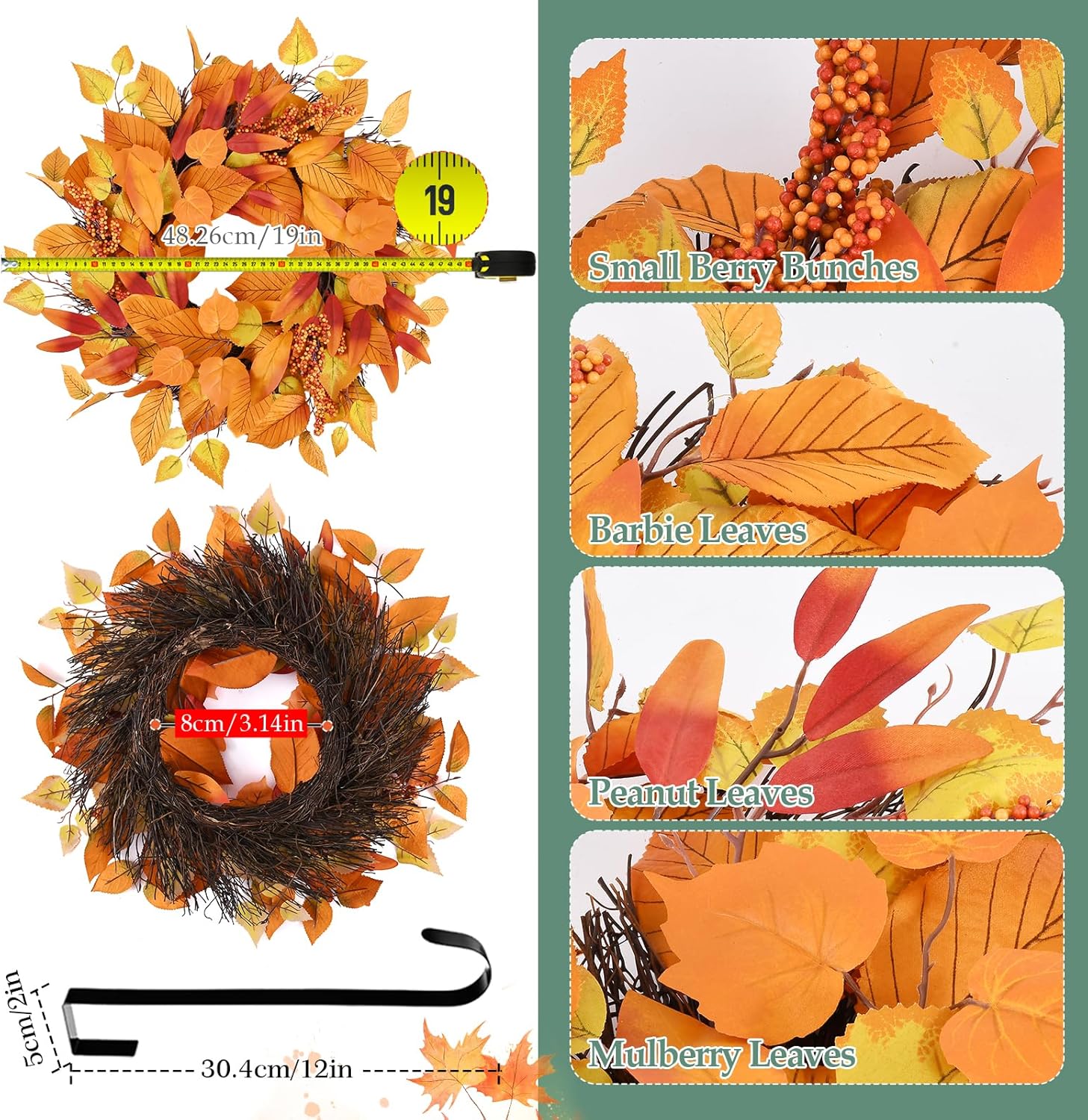 WellSign 19 Inch Fall Wreath with Hanger
