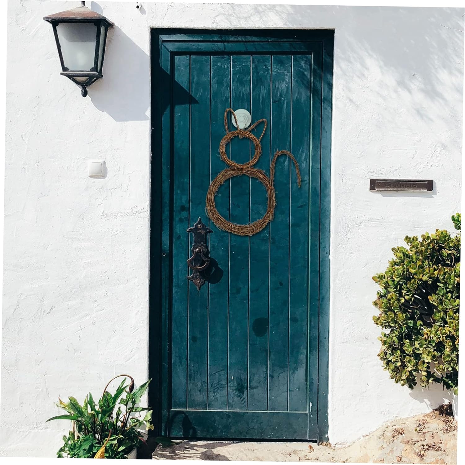 Cat Shape Hanging Wreath Halloween Decor for Doors and Windows