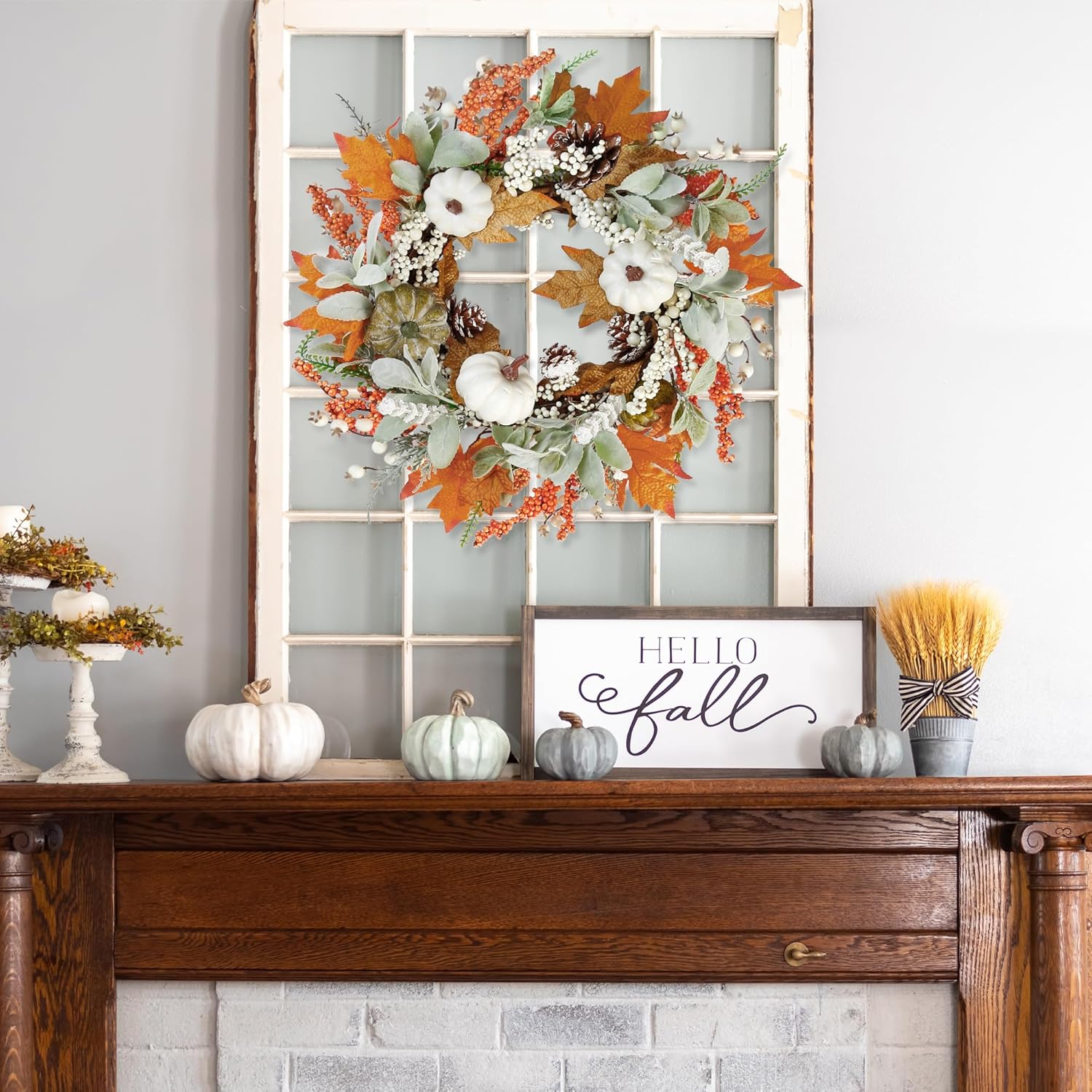 Sggvecsy 20 Inch Autumn Front Door Wreath