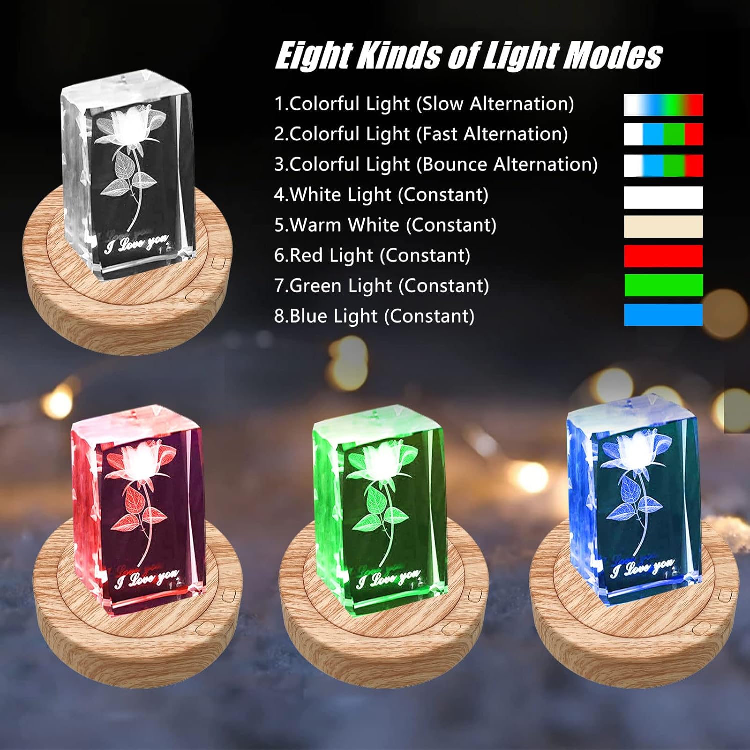 7 LED Rotating Display Stand with 8 Light Modes