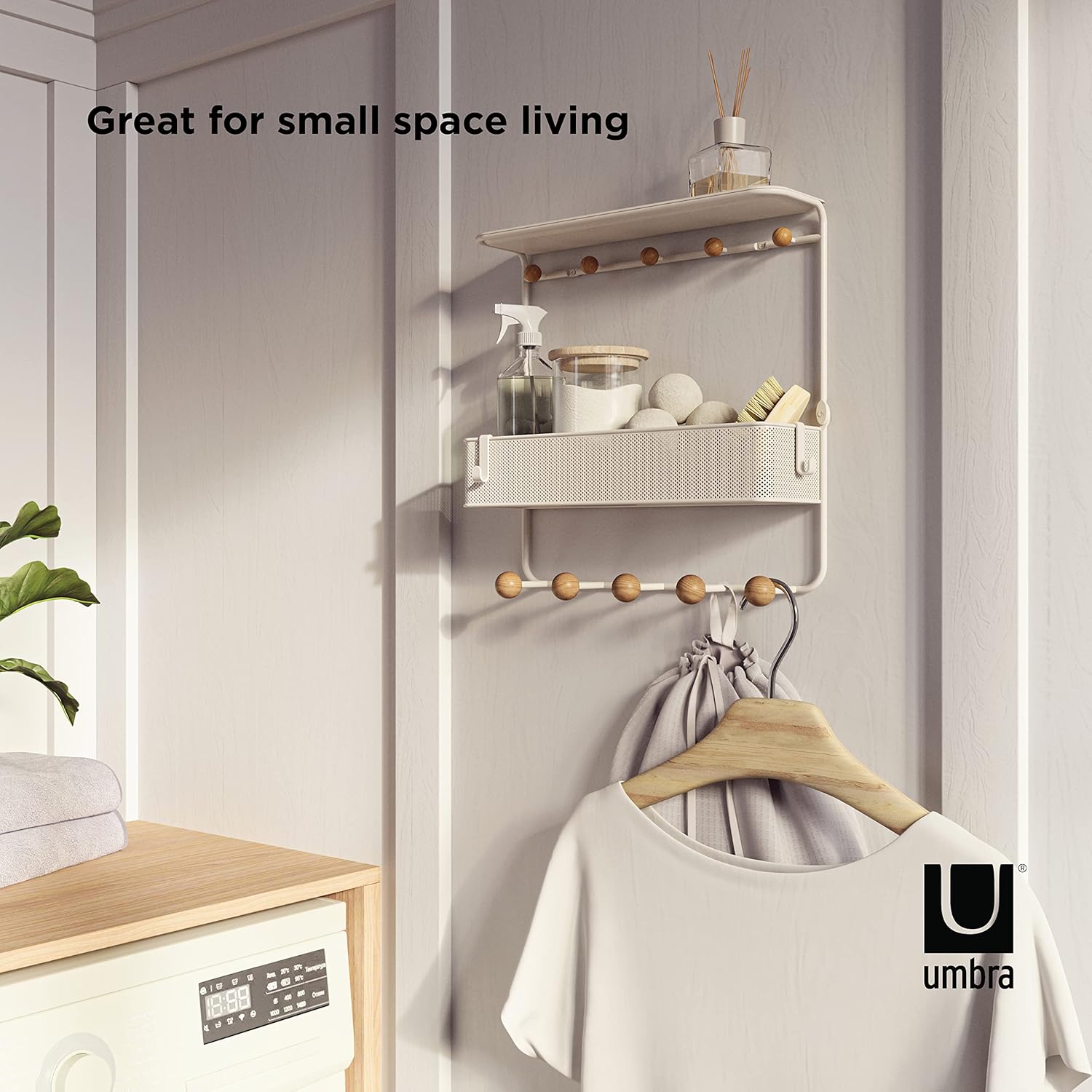 Umbra Estique Entryway Organizer with Hooks and Shelves White