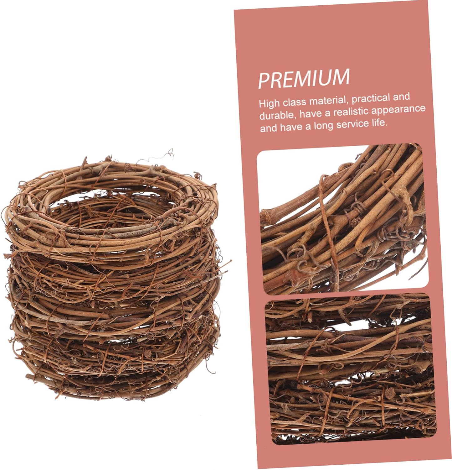 Sosoport 5Pcs Rattan Wreath Rings for Christmas and Holiday Decor
