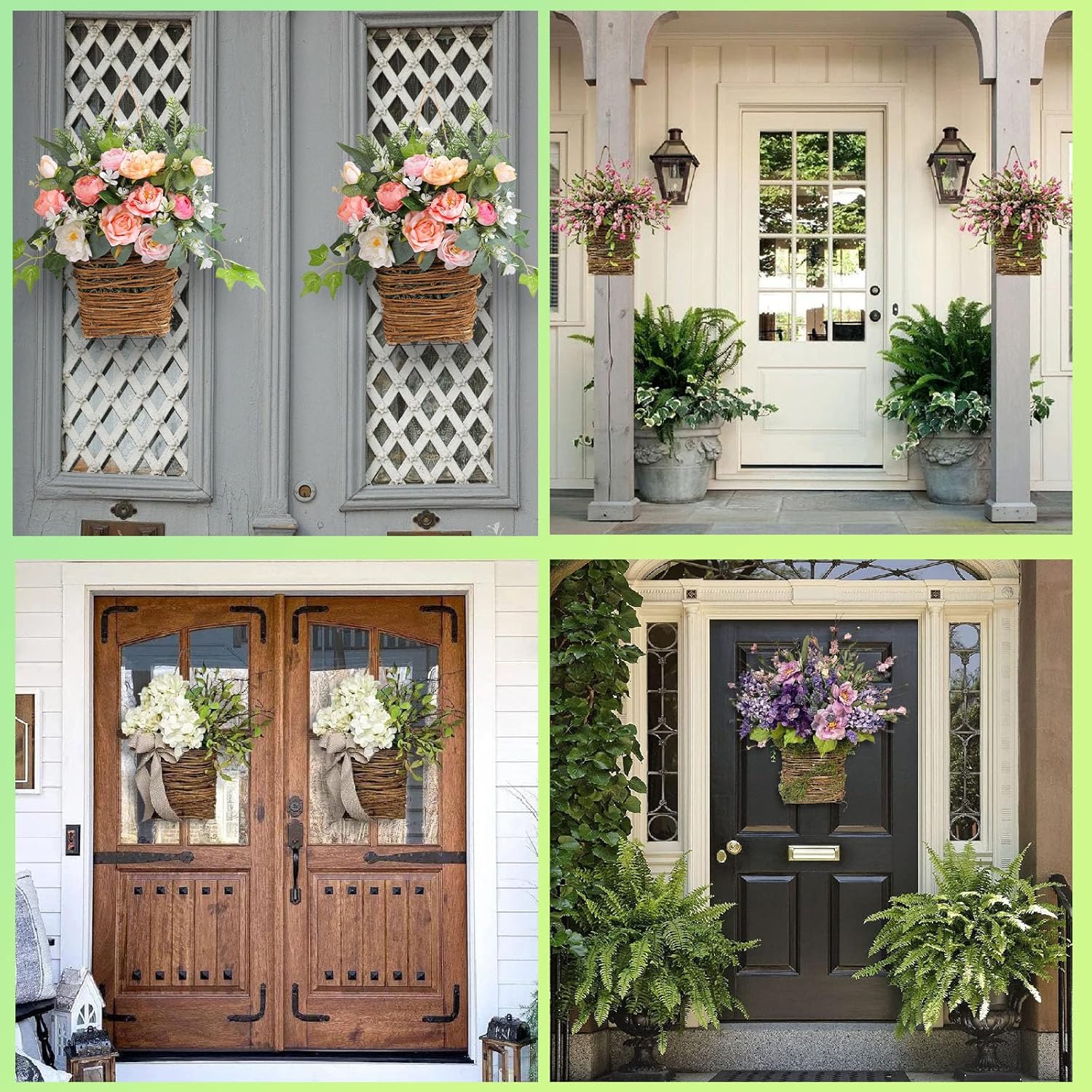 Cream Hydrangea Door Wreath Basket Hanger 1