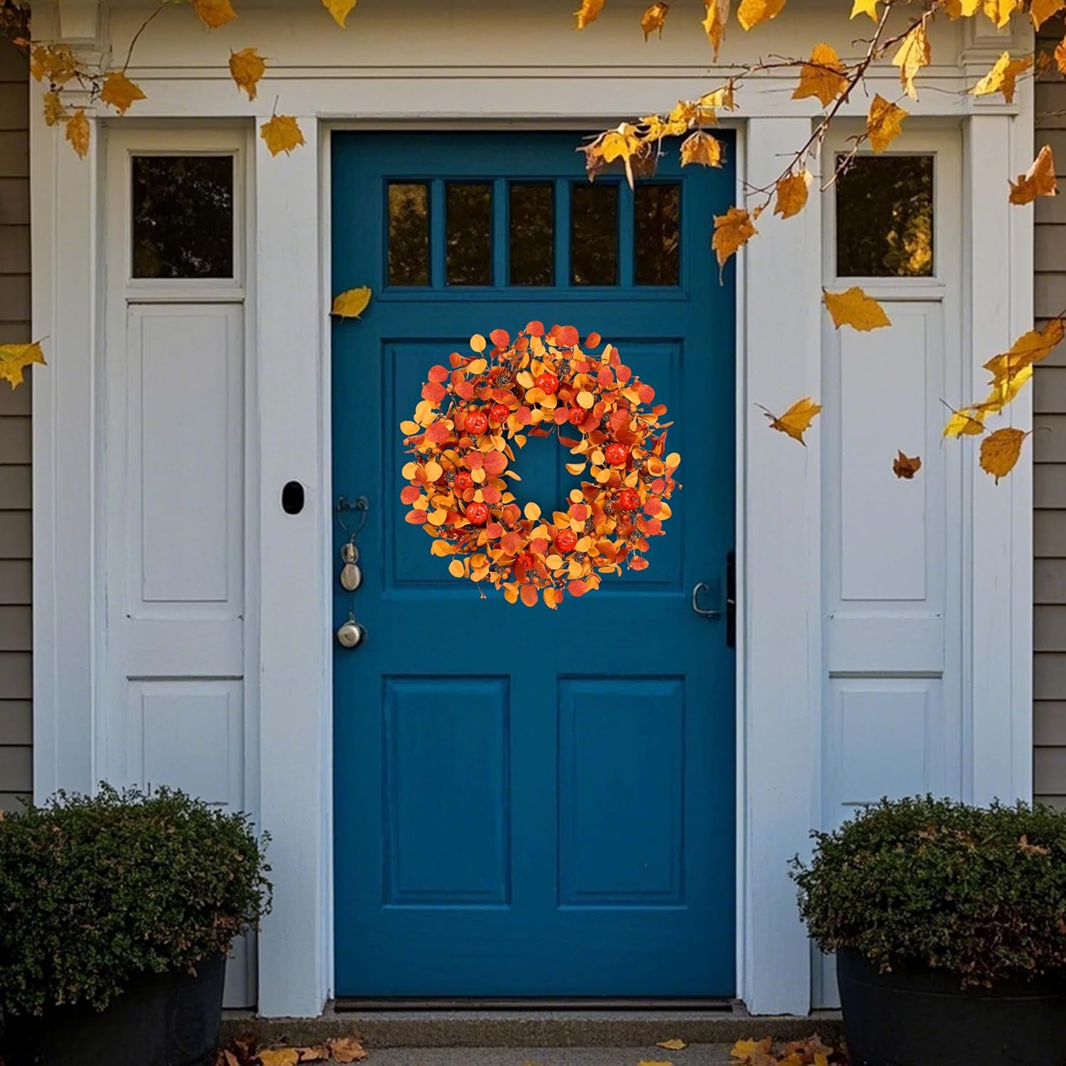 22 Inch Artificial Fall Wreath for Front Door