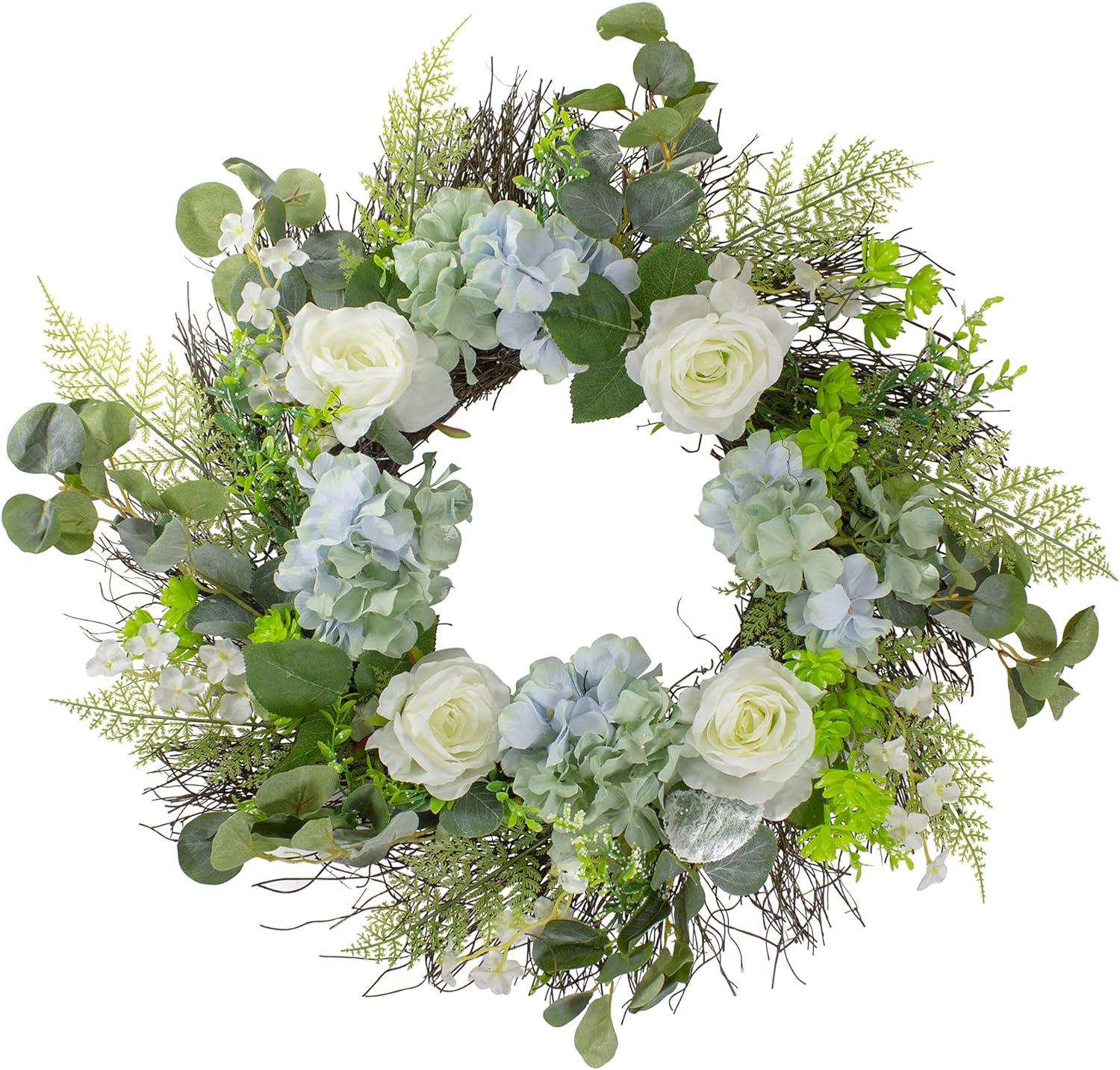 Northlight Spring Wreath White Blue 24 Inch