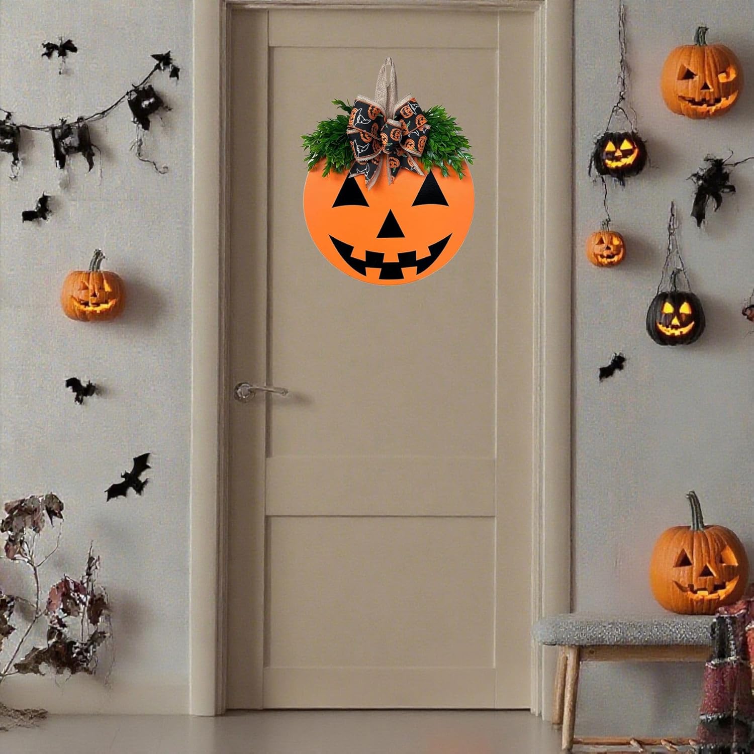 Cute Halloween Wreath Door Decor Sign