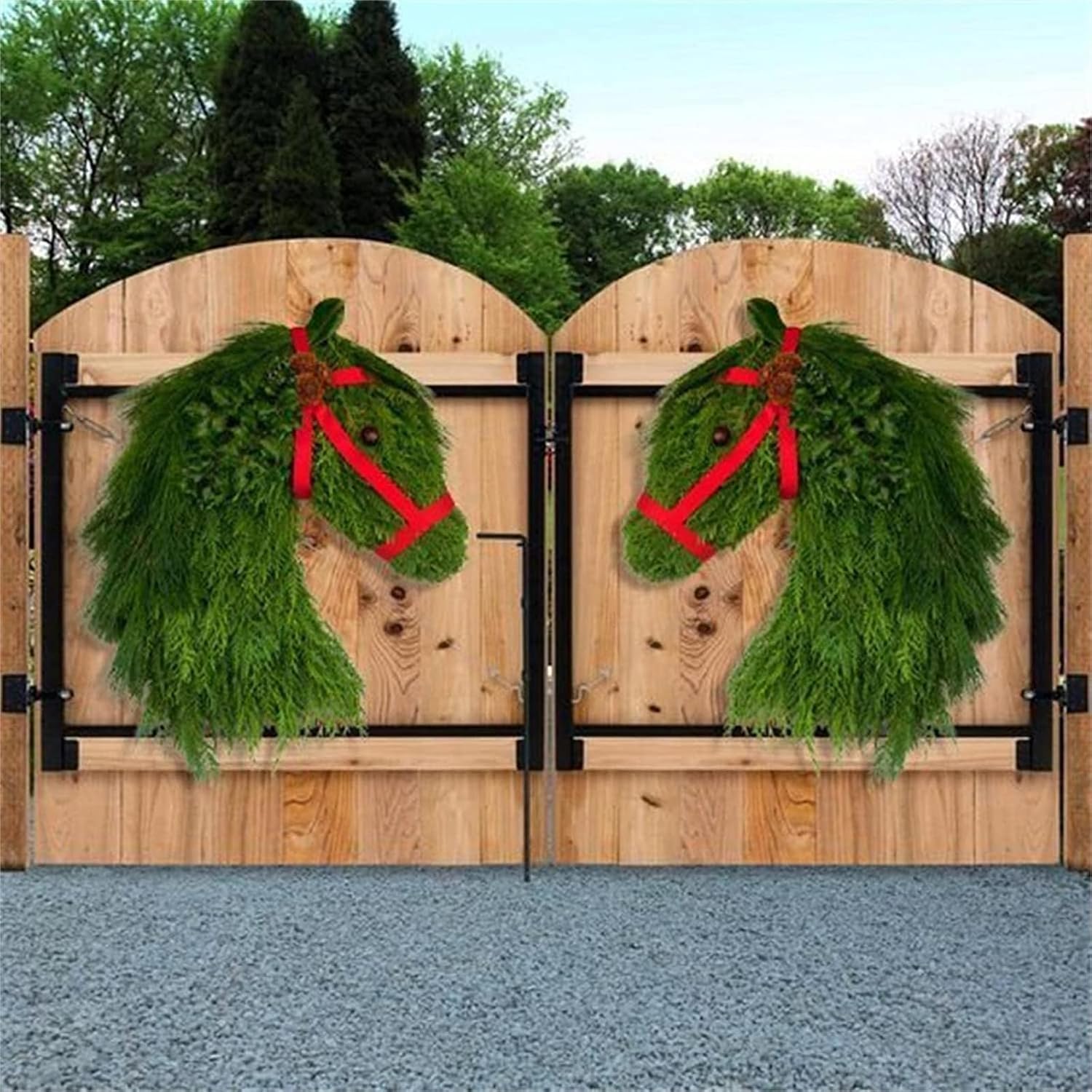 Christmas Wreath Horse Head Door Hanger