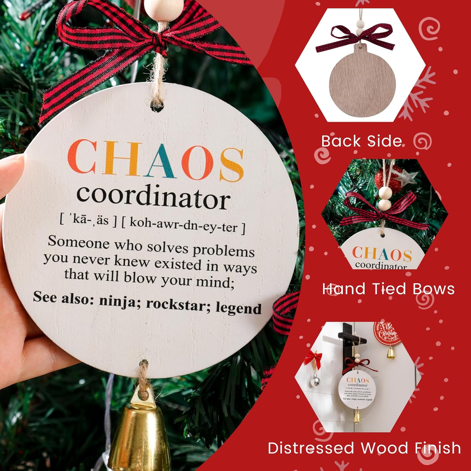 Funny Chaos Coordinator Wooden Christmas Ornament