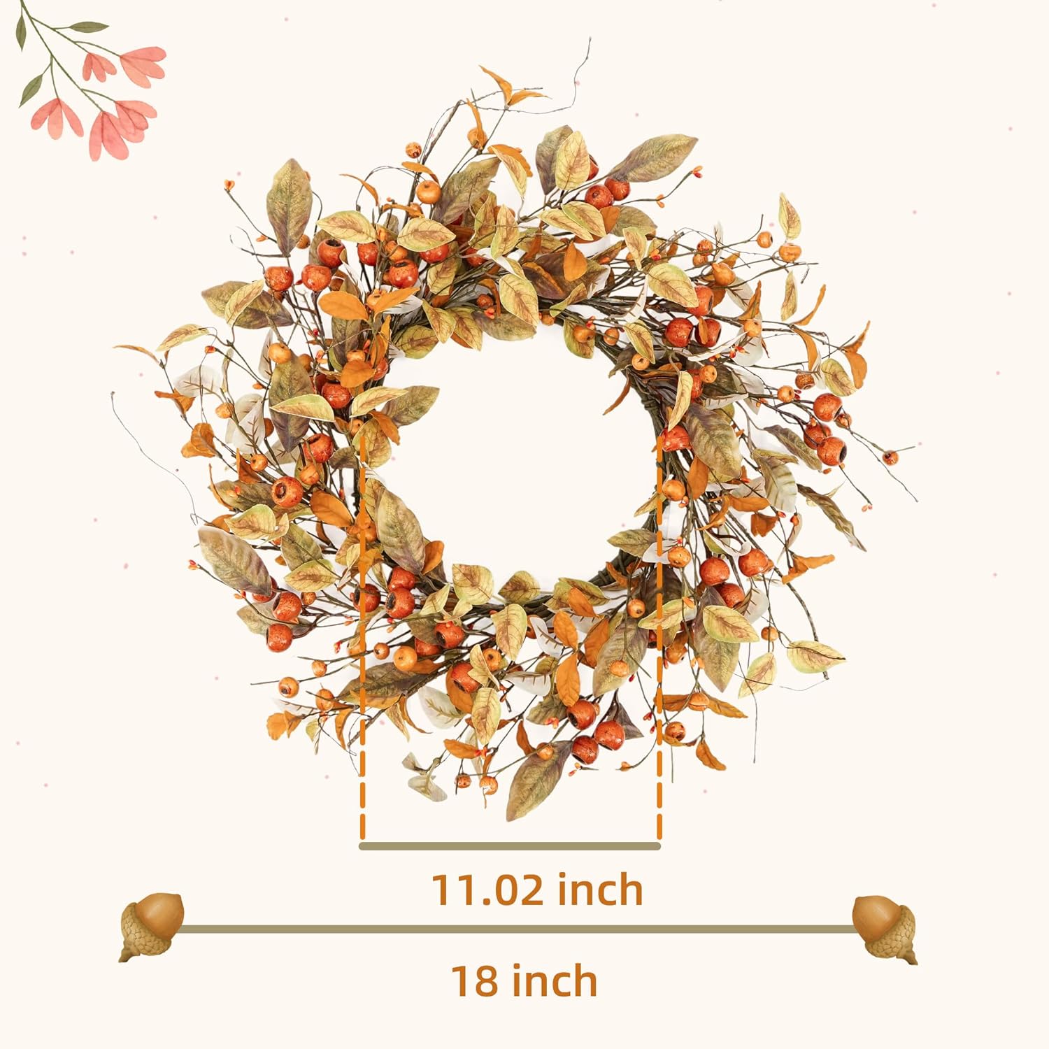 YNYLCHMX 18 Fall Wreath for Front Door