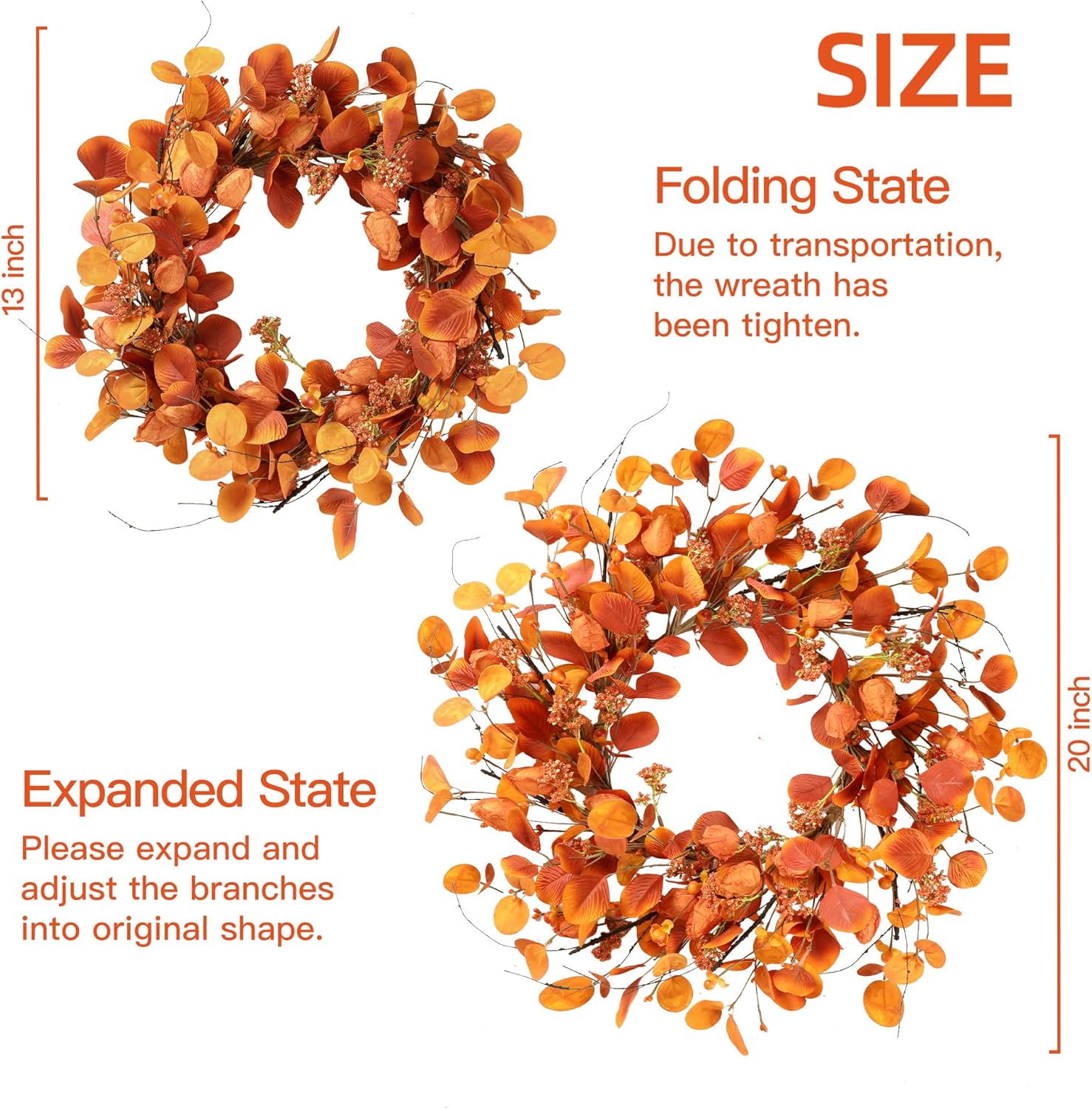 Sggvecsy Fall Wreath 20 Inch Autumn Decor for Front Door