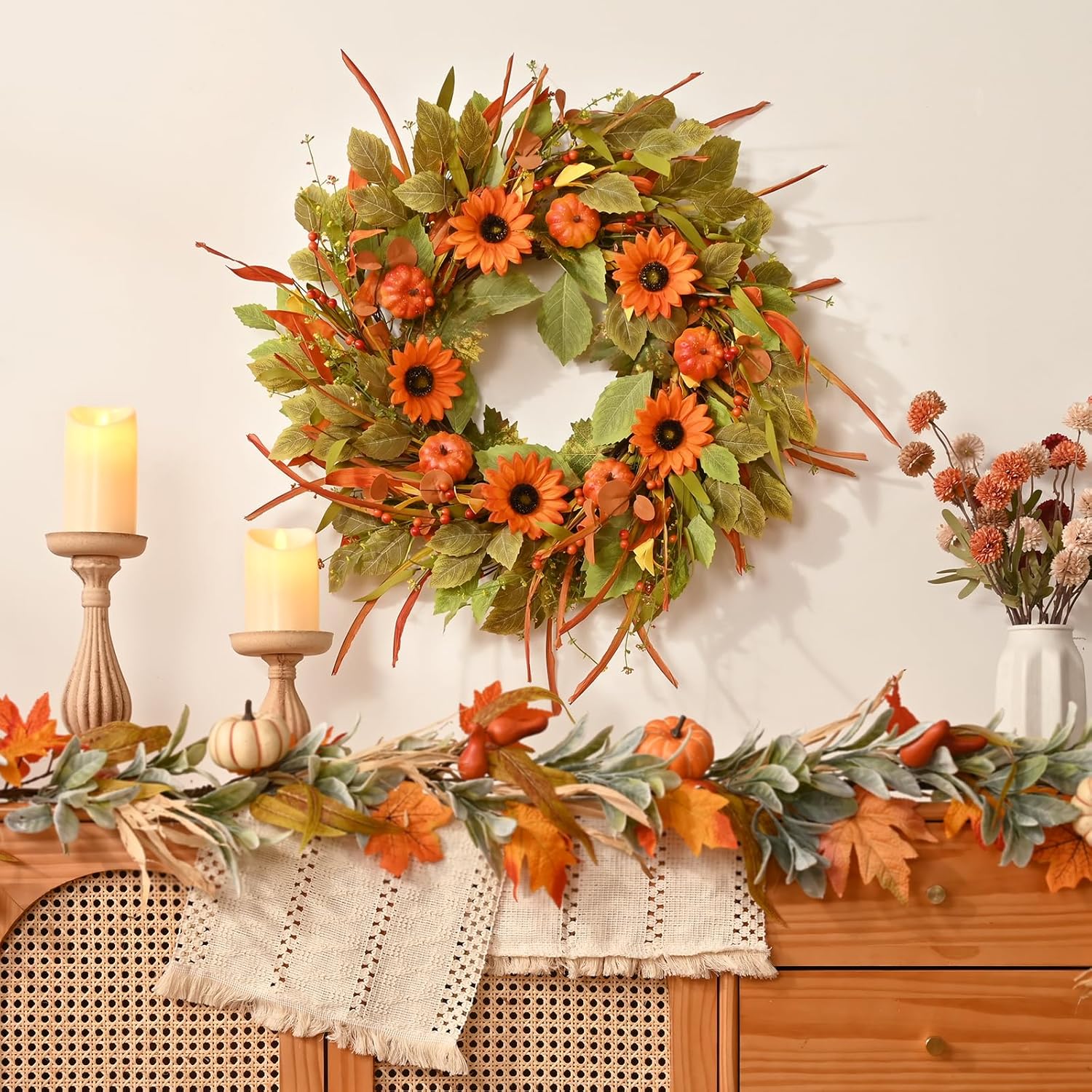 Waipfaru 22in Fall Wreath for Front Door