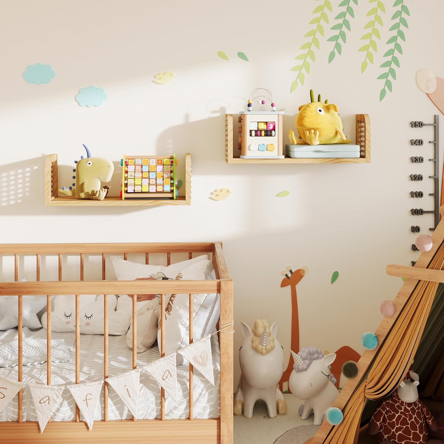 Rattan Shelf Set of 2 for Kids Room and Living Room