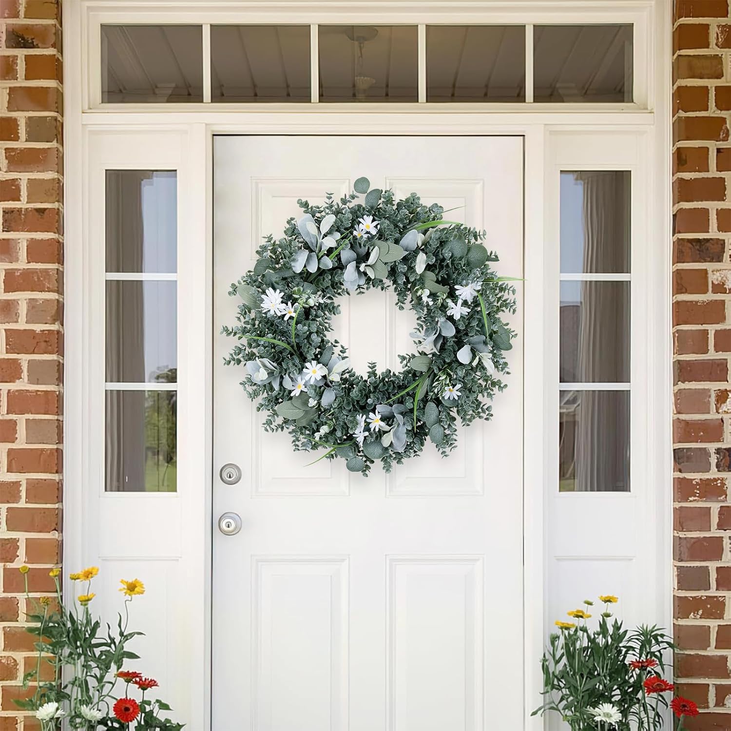 Gixie Home Door Wreath 26 Inch Artificial Eucalyptus Leaves Spring Summer Farmhouse Porch Wall Decor