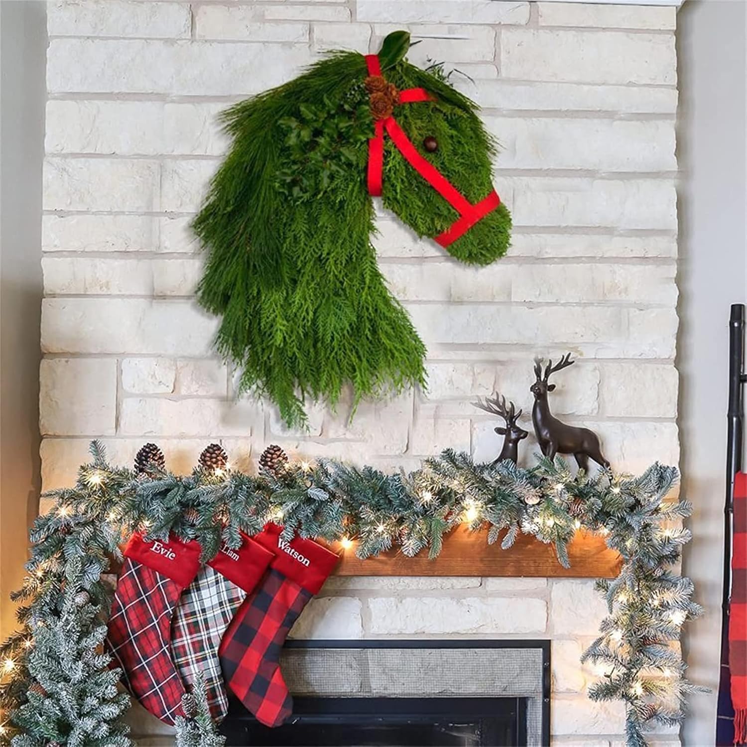 Christmas Wreath Horse Head Door Hanger
