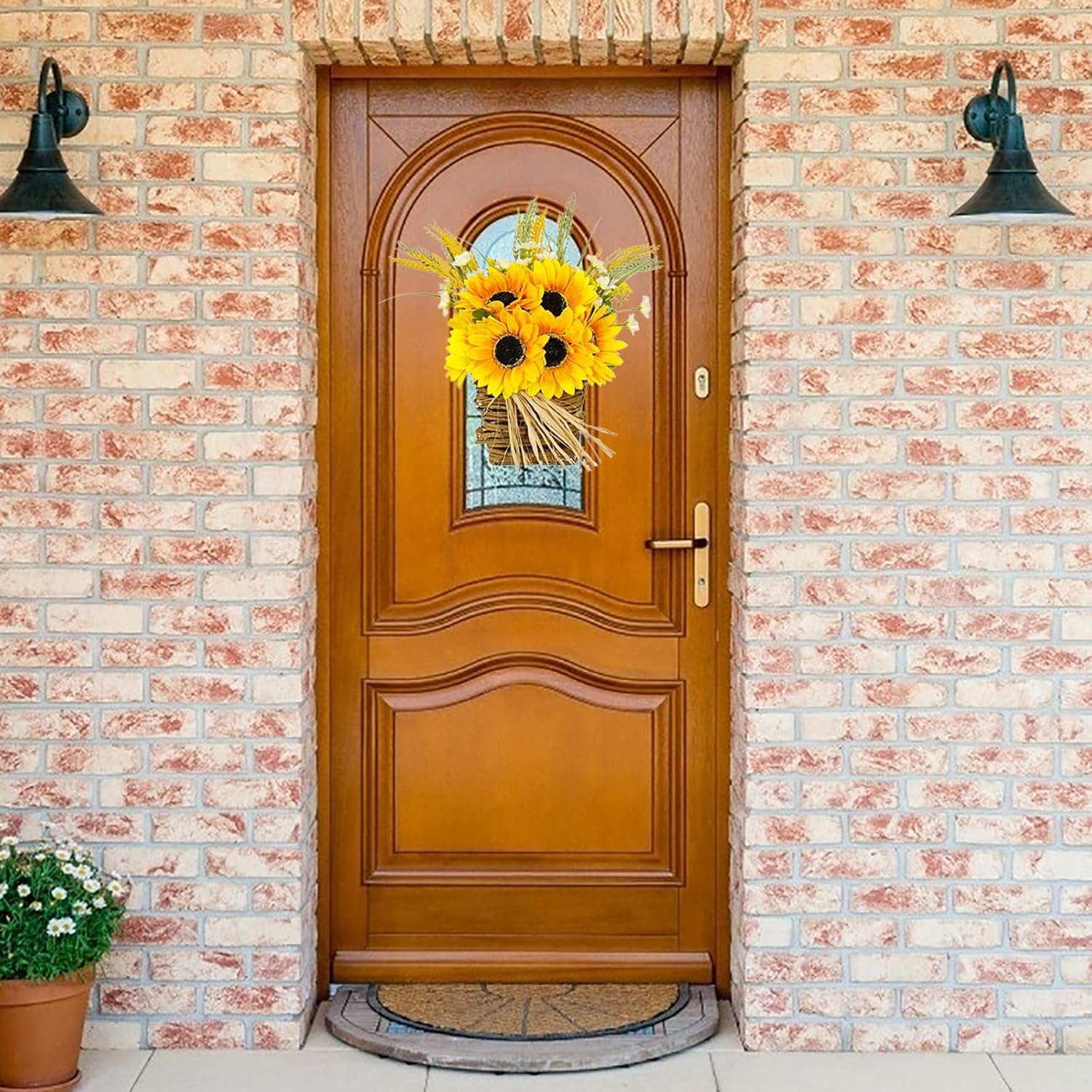 Ochine Sunflower Wreath Door Hanger Basket