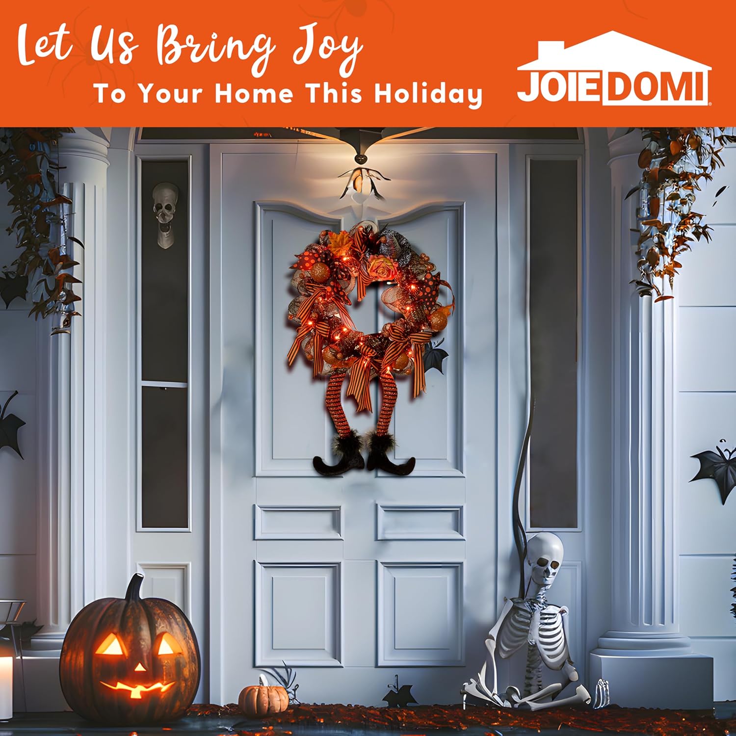 Joiedomi Halloween Wreath with 50 LED Lights