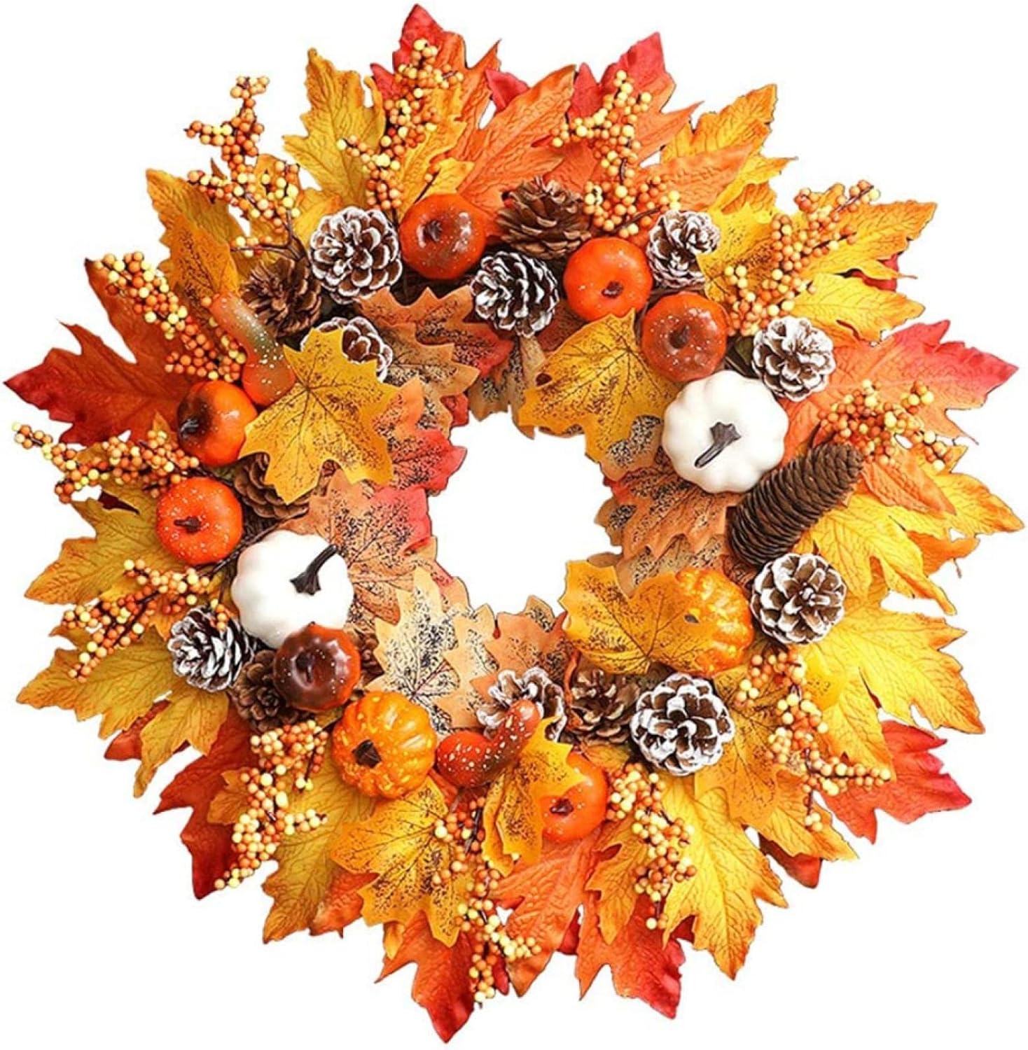 20 Inch Fall Door Wreath Hanger with Maple Leaves