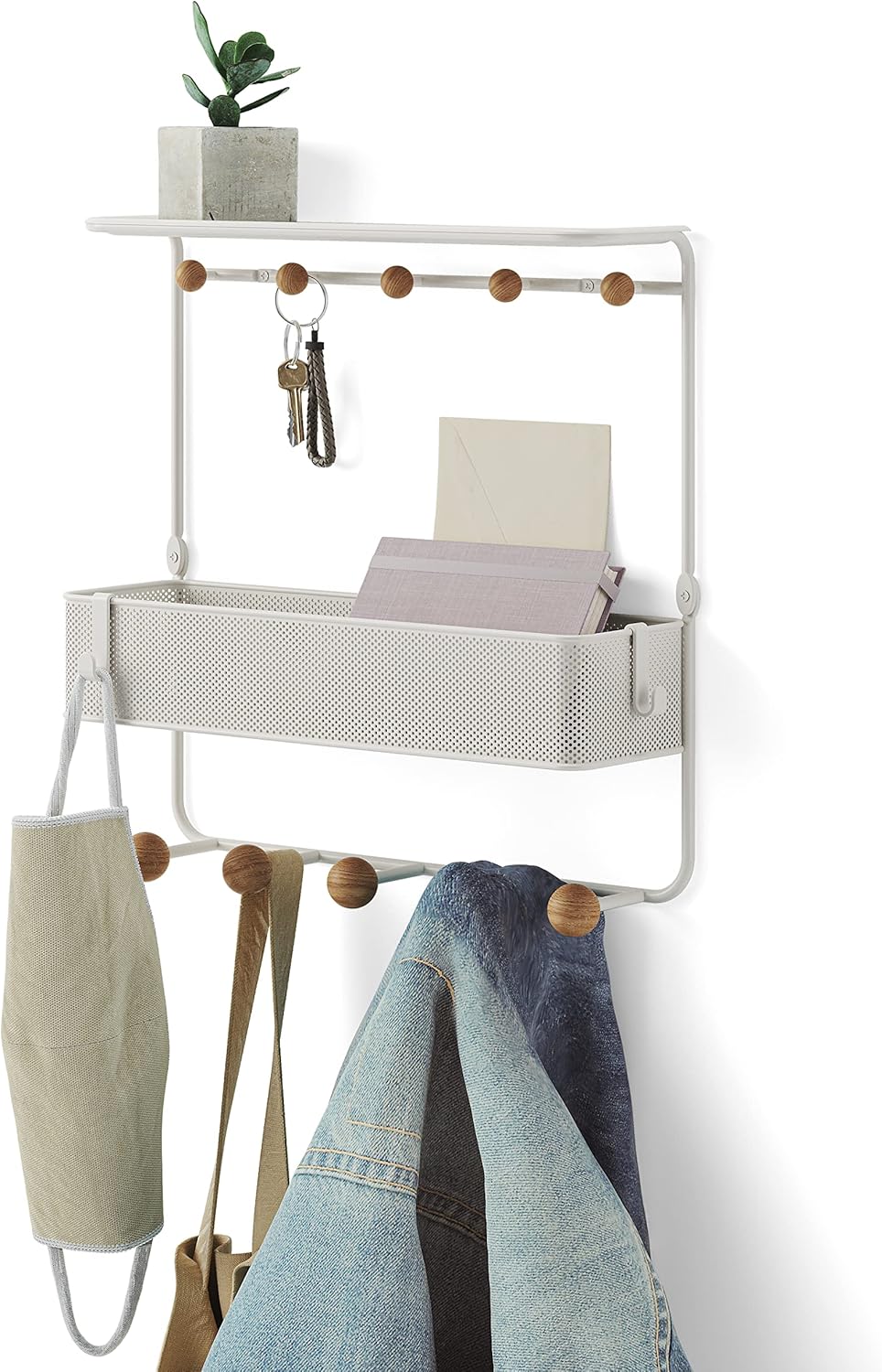 Umbra Estique Entryway Organizer with Hooks and Shelves White