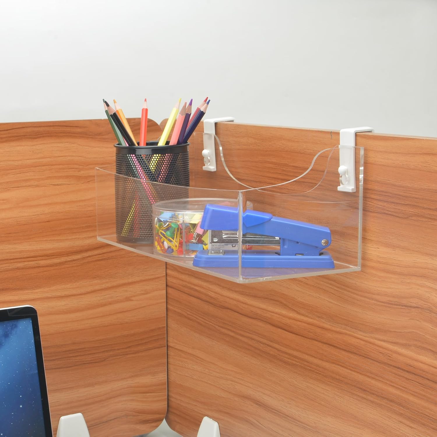 Acrylic Hanging Bedside Shelf - Clear Storage Organizer for Cubical Panels